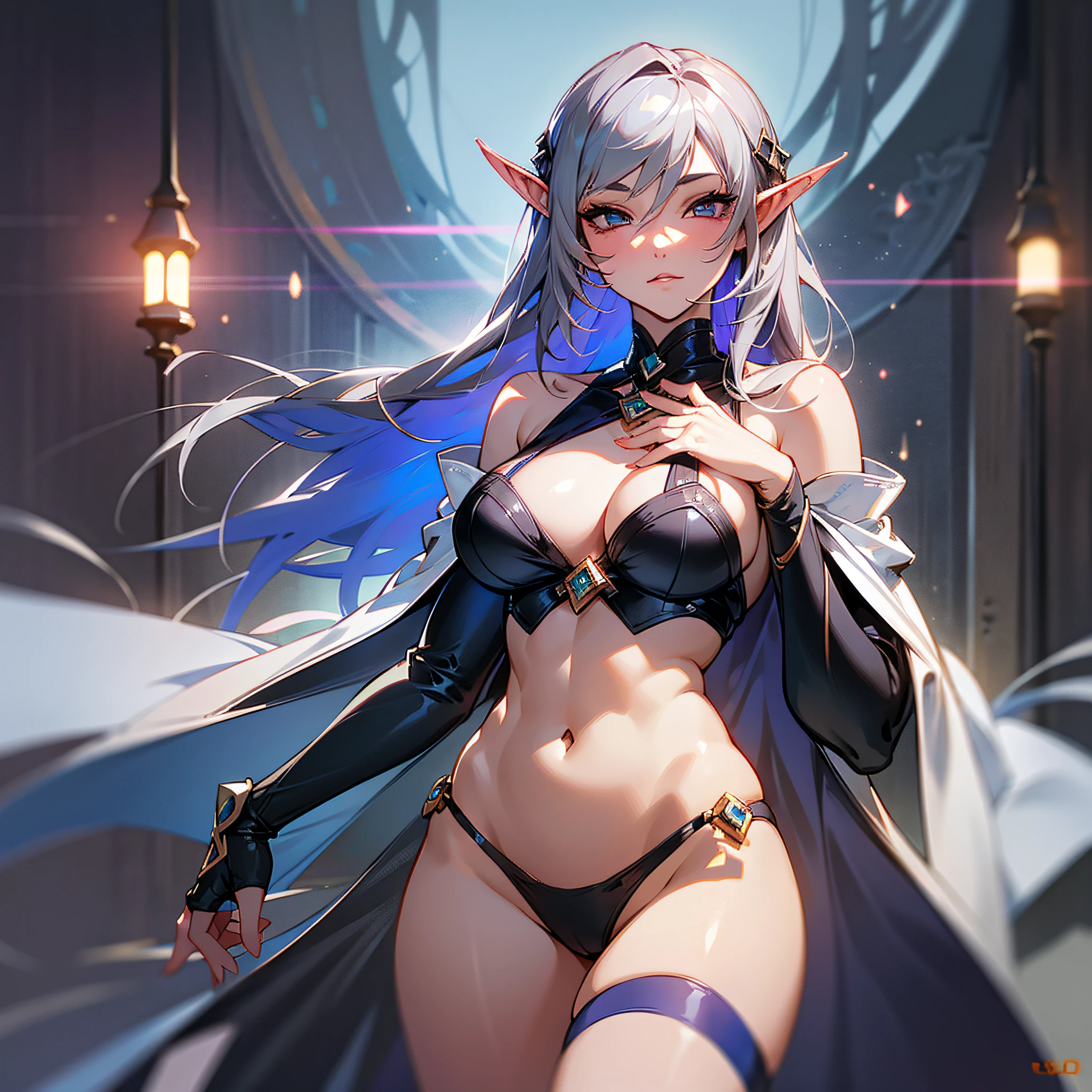 create a spritesheet of a female character,shaman,a dark elf,best detail,ultra-detailed,best realism,ultra-realistic,full body in picture,silver hair,light eyes,detailed eyes,sexy and seductive,black hair,walking,front,right,left,back,high detail, modern, drop shadow, cinematic lighting, UHD, high details, high quality, best qualit,, best quality,(Best quality,4k, Masterpiece: 1.3),hyper realistic,1girl,(attractive body: 1.2),abdomen: 1.1,sensual transparent panties,open neckline,sagging breasts,visible curves,four fingers one thumb,detailed hands,complex makeup,two arms,two legs --auto --s2