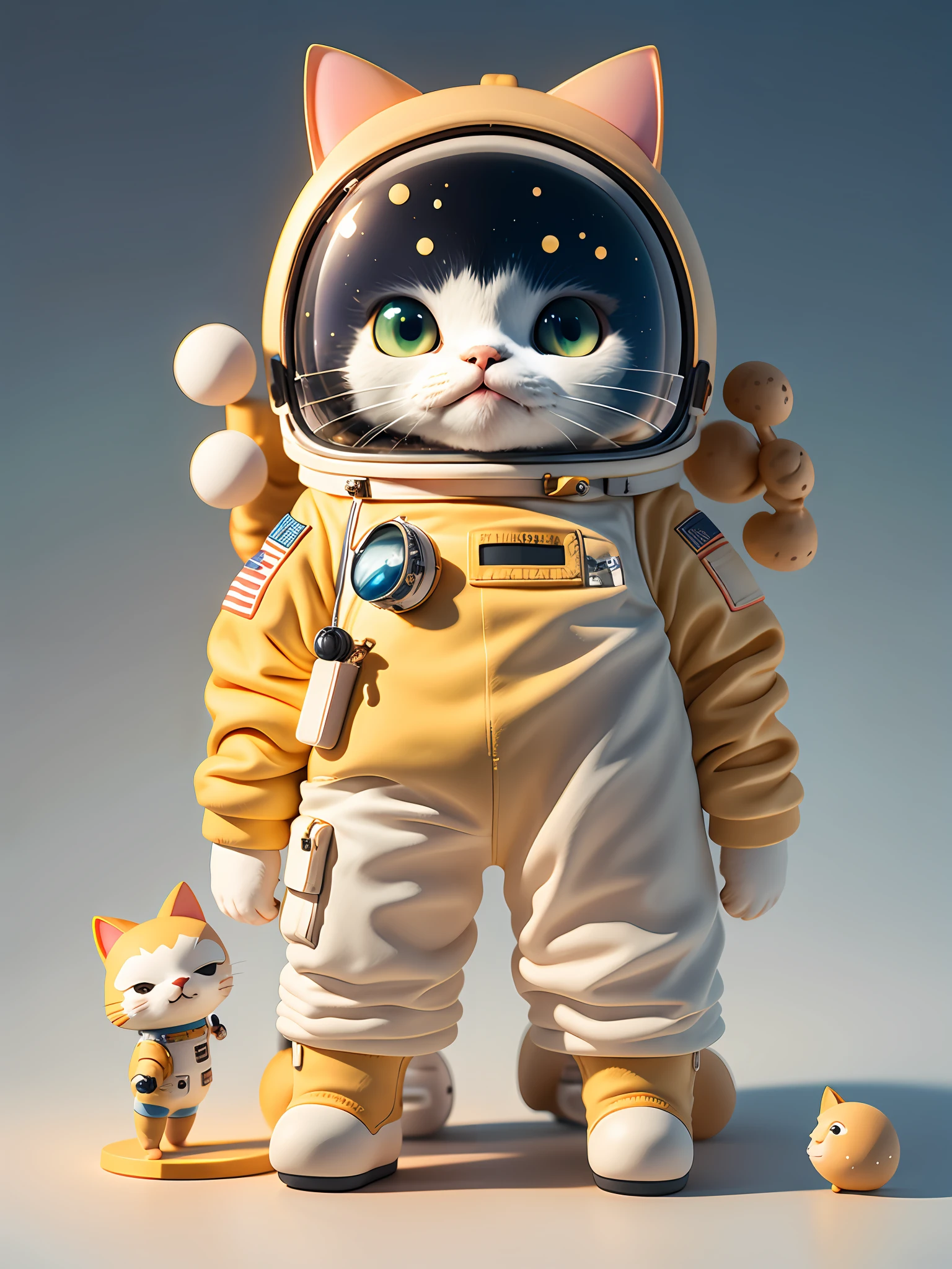 There is a cat in a spacesuit, cute 3d rendering, astronaut cat, cute detailed digital art, cute digital painting, 3d rendering stylized, space cat, cute digital art, stylized 3d rendering, 3d rendered digital art, beeple and jeremiah keturner, cat in space, 3d rendered character art 8 K