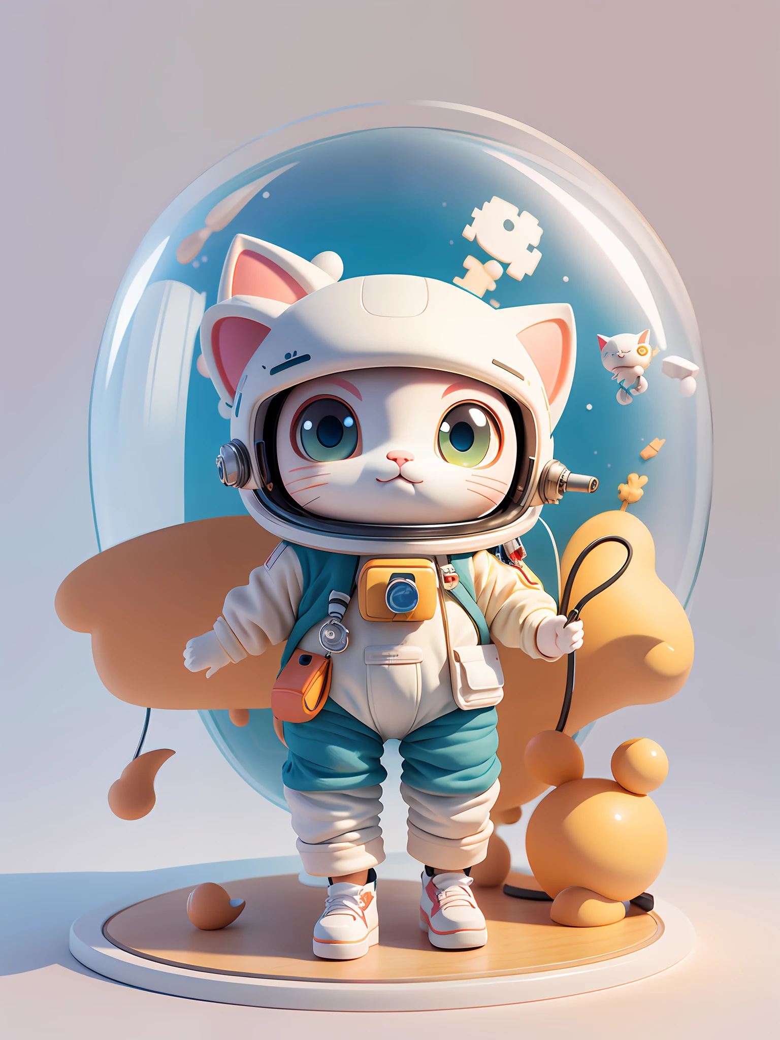 Cute 3d rendering, kitten astronaut, 3d rendering stylized, Q version, 3d rendered character art 8k, cute digital painting, anime style 3d, super detailed rendering
