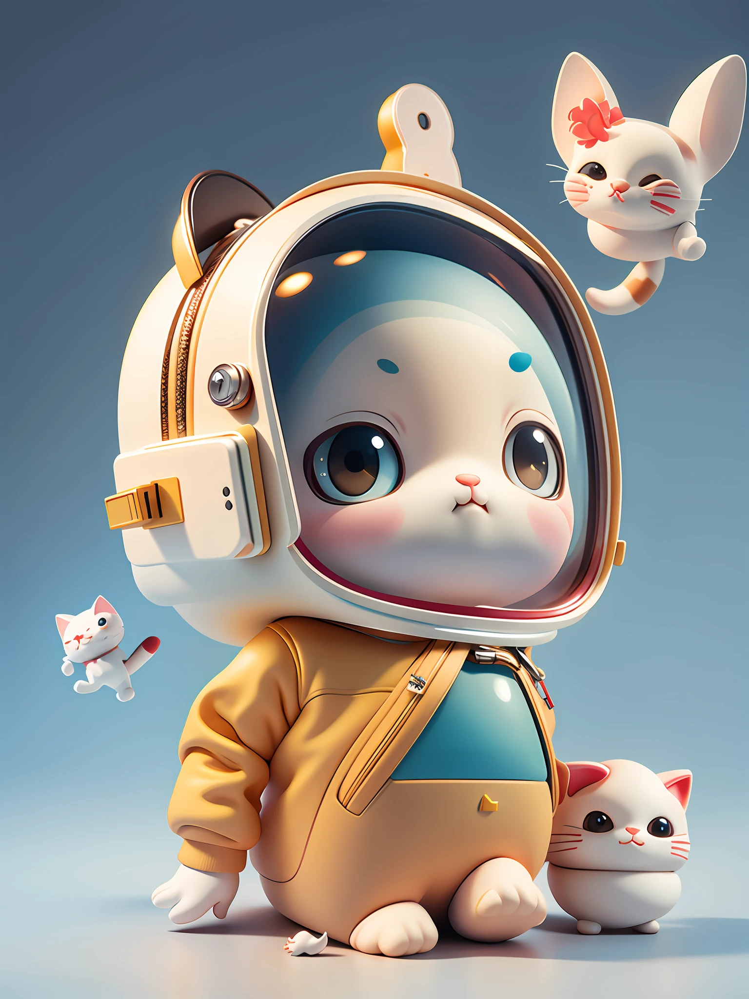 Cute 3d rendering, kitten astronaut, 3d rendering stylized, 3d rendered character art 8k, cute digital painting, anime style 3d, super detailed rendering