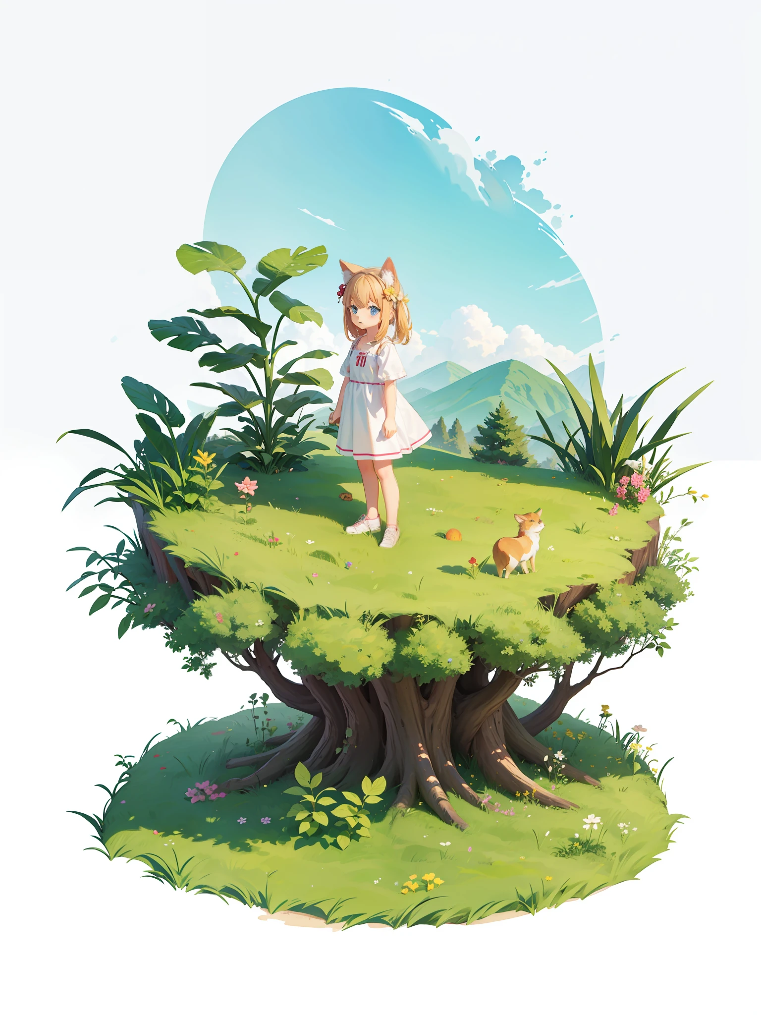 High quality, 8k, , forest, summer, grass, land