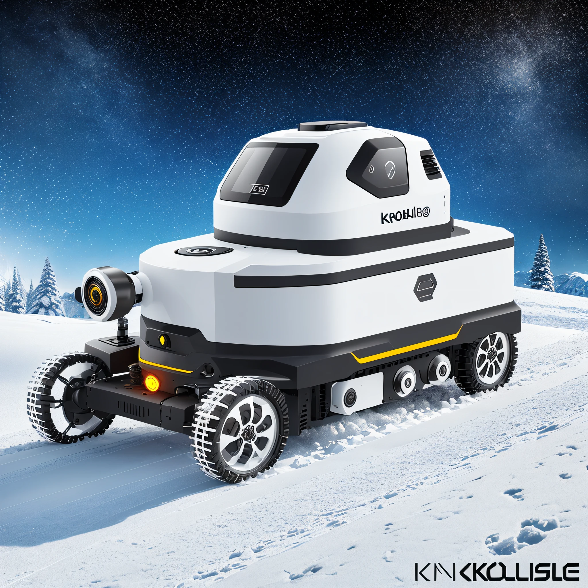 Knollingcase, intelligent snow rescue robot three views, with tracks, vibrant, photo realistic, dramatic, clear focus, super high quality. --auto --s2