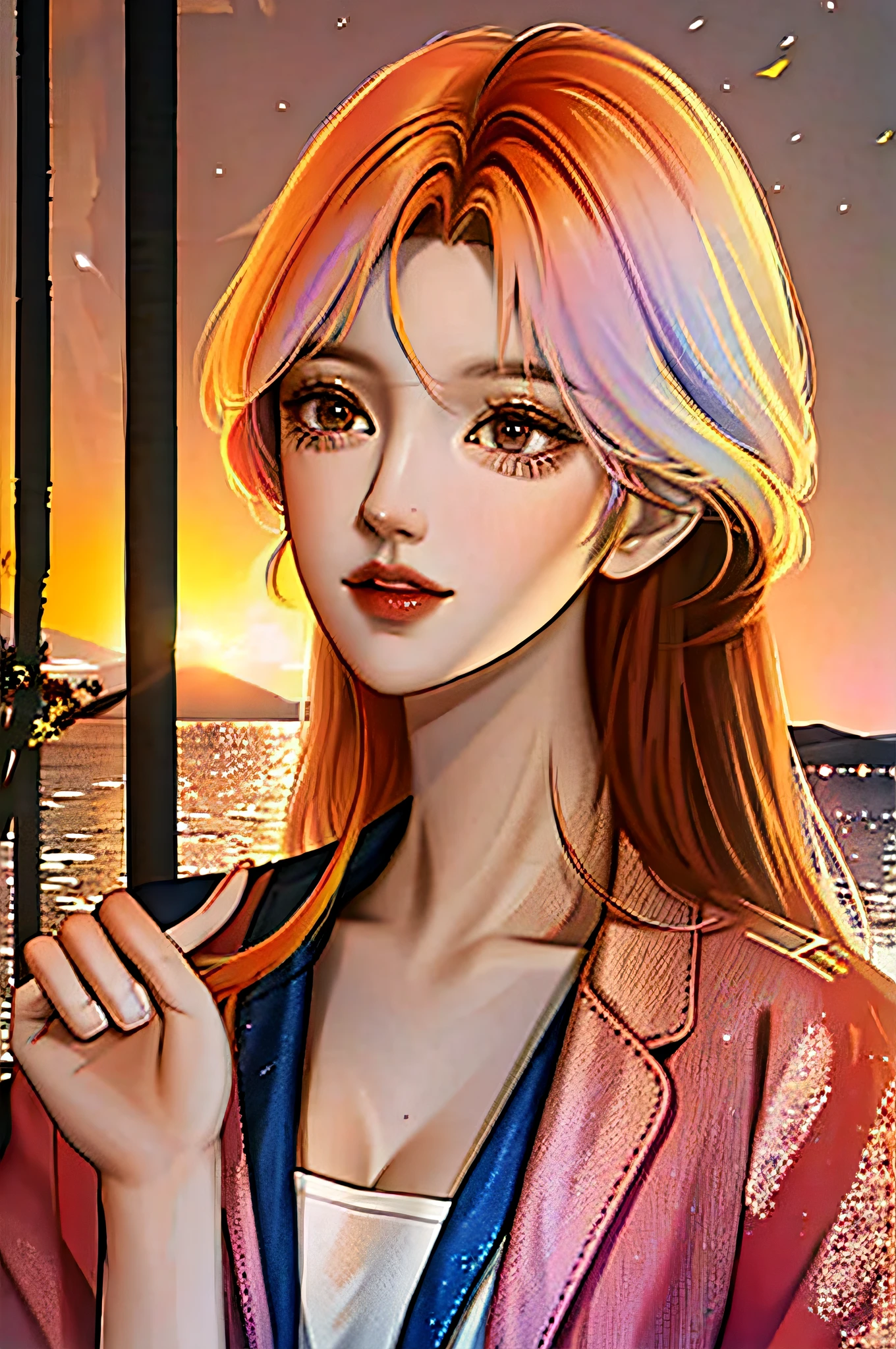 Sunset, evening glow, distant view, realistic, rich colors, gorgeous and colorful, wide-angle lens, shooting in the evening, positive film, naturalistic style, high-definition filming.