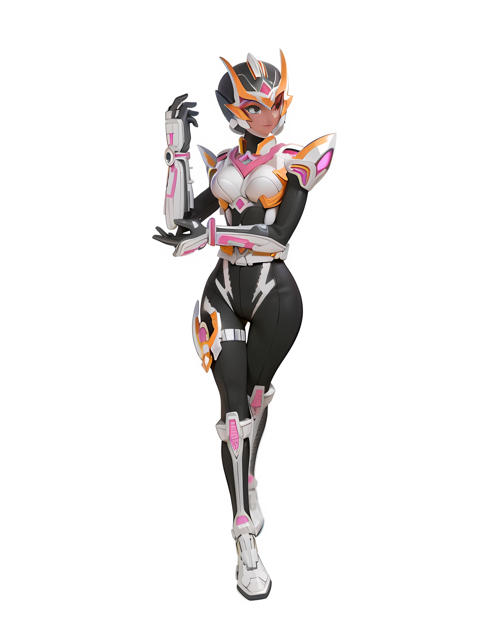 3D two-dimensional, female warrior, redraw light and shadow, thick coating, highlight the reflective texture of the tights, highlight the armor sci-fi texture, highlight the translucent texture of the mask