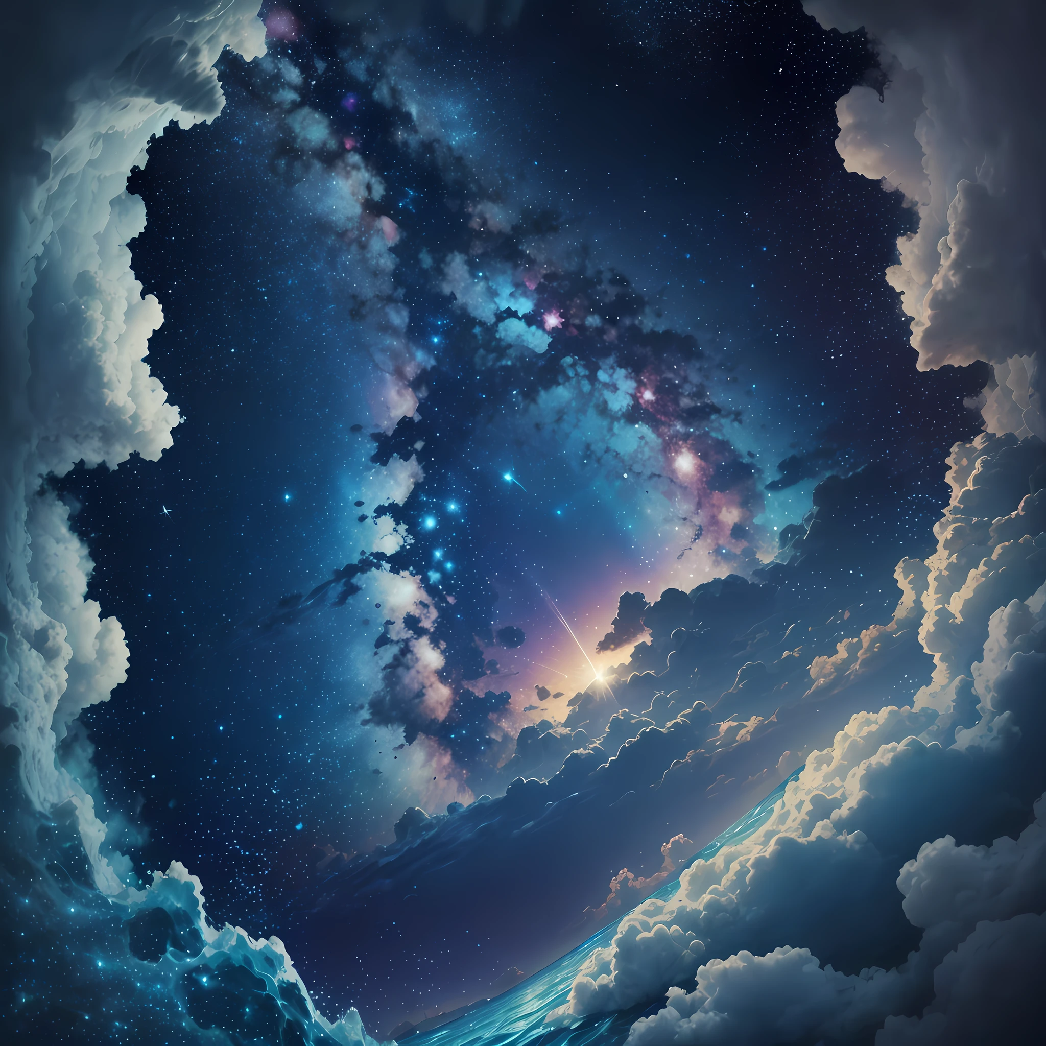 Starry sky under the sea, 4k, detail, outstanding work, night view, milky way, Orion nebula. --auto --s2