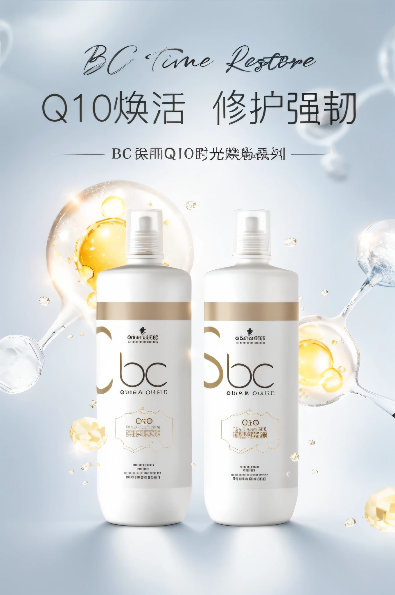 a close up of two bottles of sham on a blue background, bo feng, “organic, bc, full head and shoulders, product - view, qi sheng luo, hair fluid, only head and shoulders, bo chen, 王琛, full image, su fu, lblsck hair, official product image, c 12.0