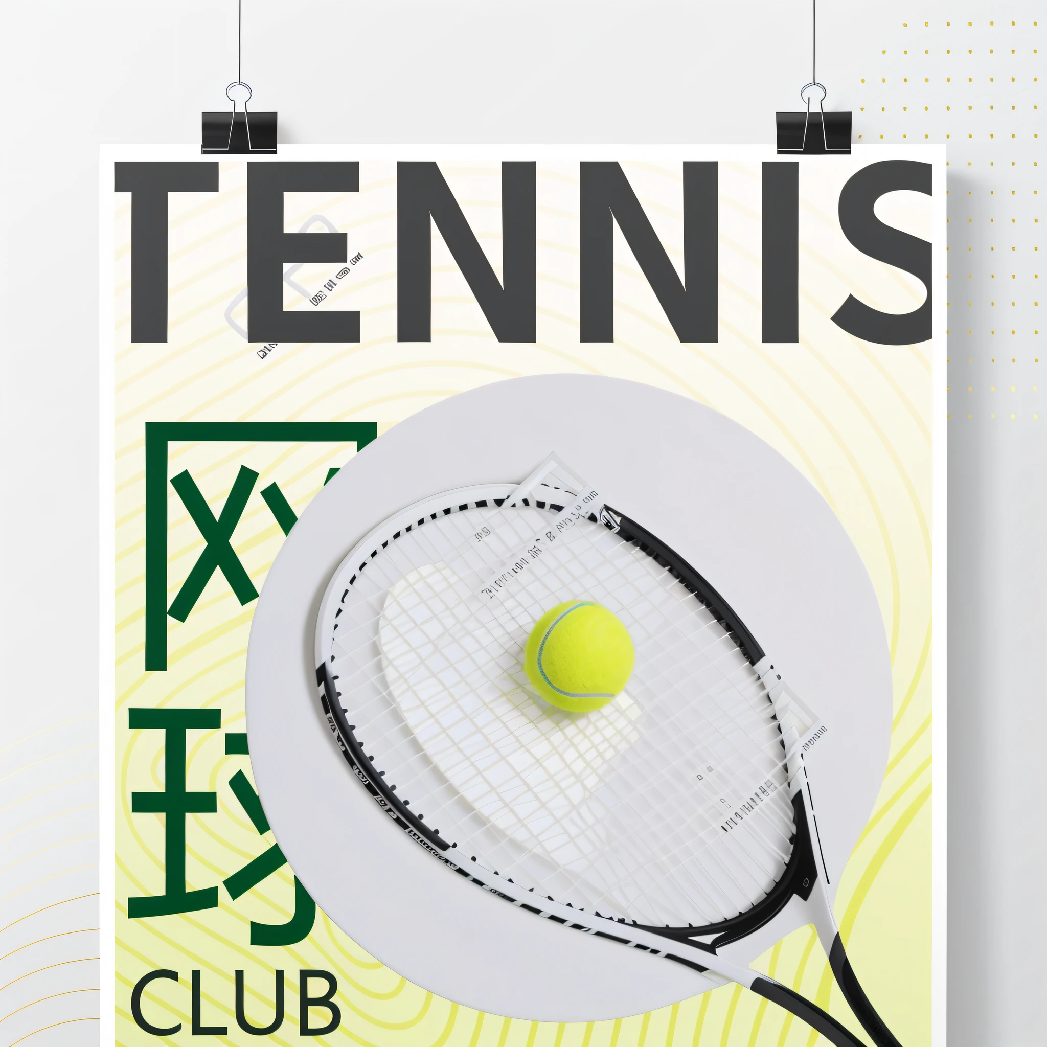 tennis racket and ball on poster with tennis club logo, tennis racket, poster, poster illustration, poster design, tennis costume, tennis ball, illustrated poster, playing tennis, poster composition, poster illustration, tennis court,