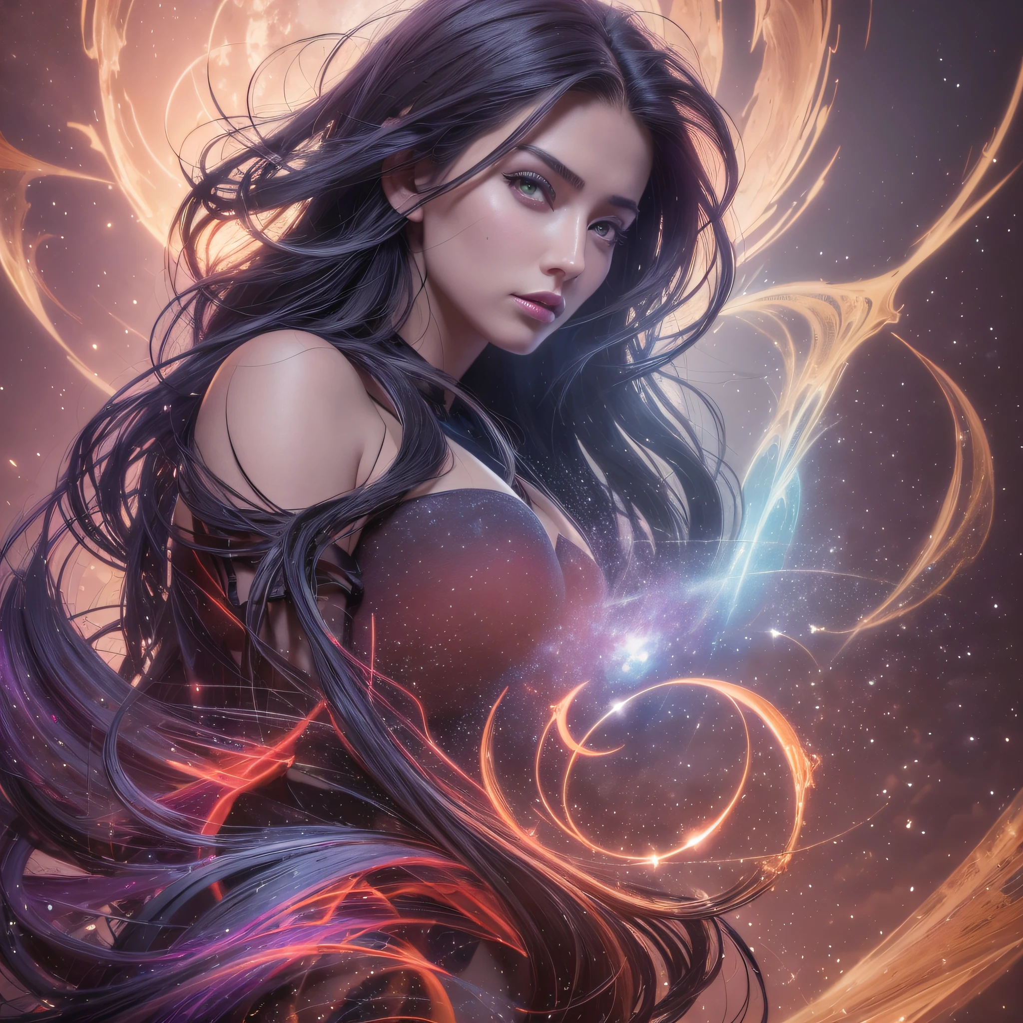 Incredible and spectacular completely crazy scenes of ray-traced rendering and digital painting by Greg Rutkowski and Michelangelo Bonarroti and Kinkade, cosmic entity, celestial body, cosmic, luxurious, elegant, gorgeous, vibrant and vivid, smooth, soft billowing smoke, dark, bright, skyly, elegant, whirlpool, cosmic flower, nebula vine, nebula tree, spinning, rolling, cinematic, unrealistic, high contrast, HDR, 4k, artstation, cgsociety, Unreal Engine, symbolism, magical, mysterious, mysterious, obscure, puzzling, zbrush, octane --auto --s2