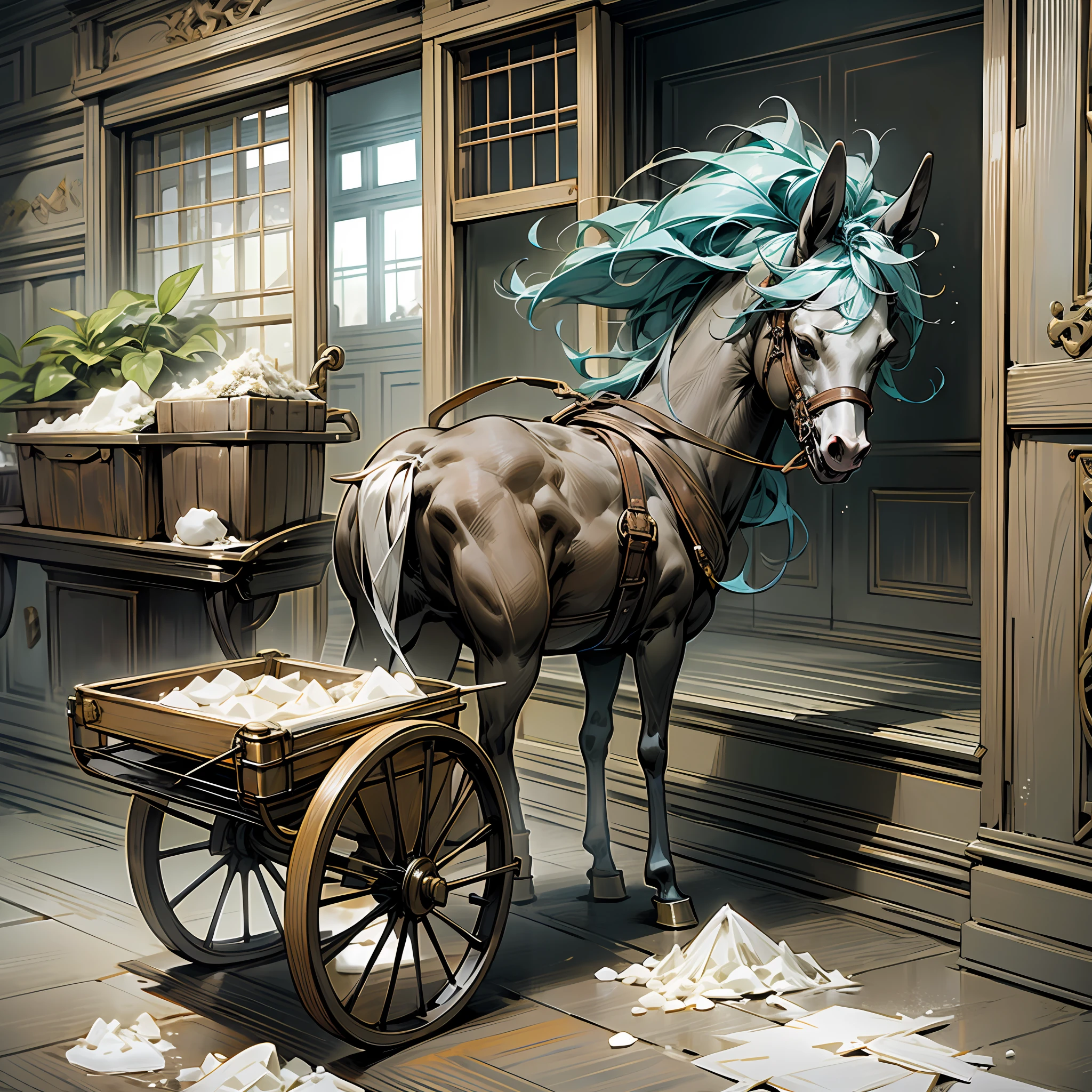 A small horse carries a cart of cocaine --auto --s2