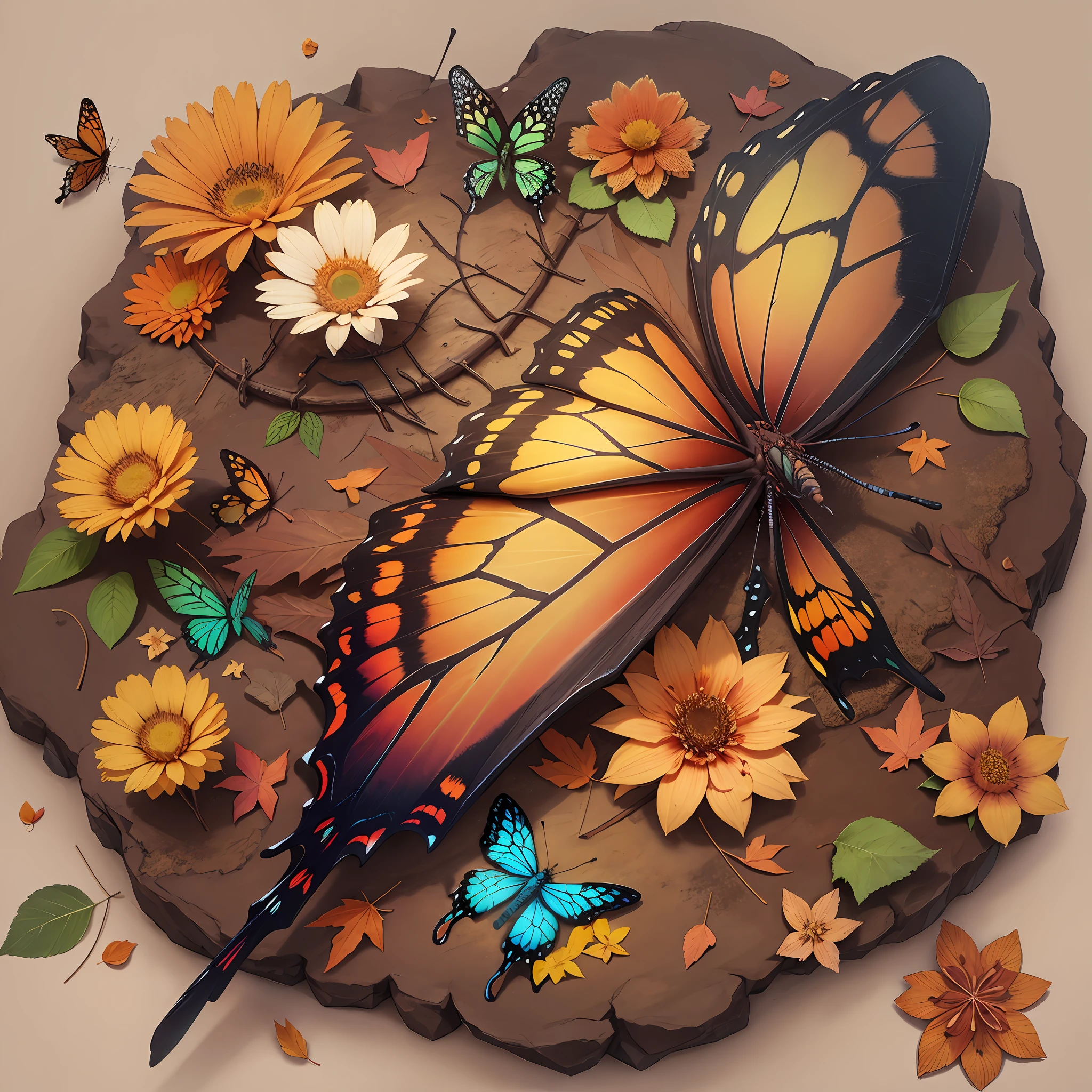 flower), autumn, butterfly, campfire, dragonfly, deciduous leaves, flower, --auto --s2