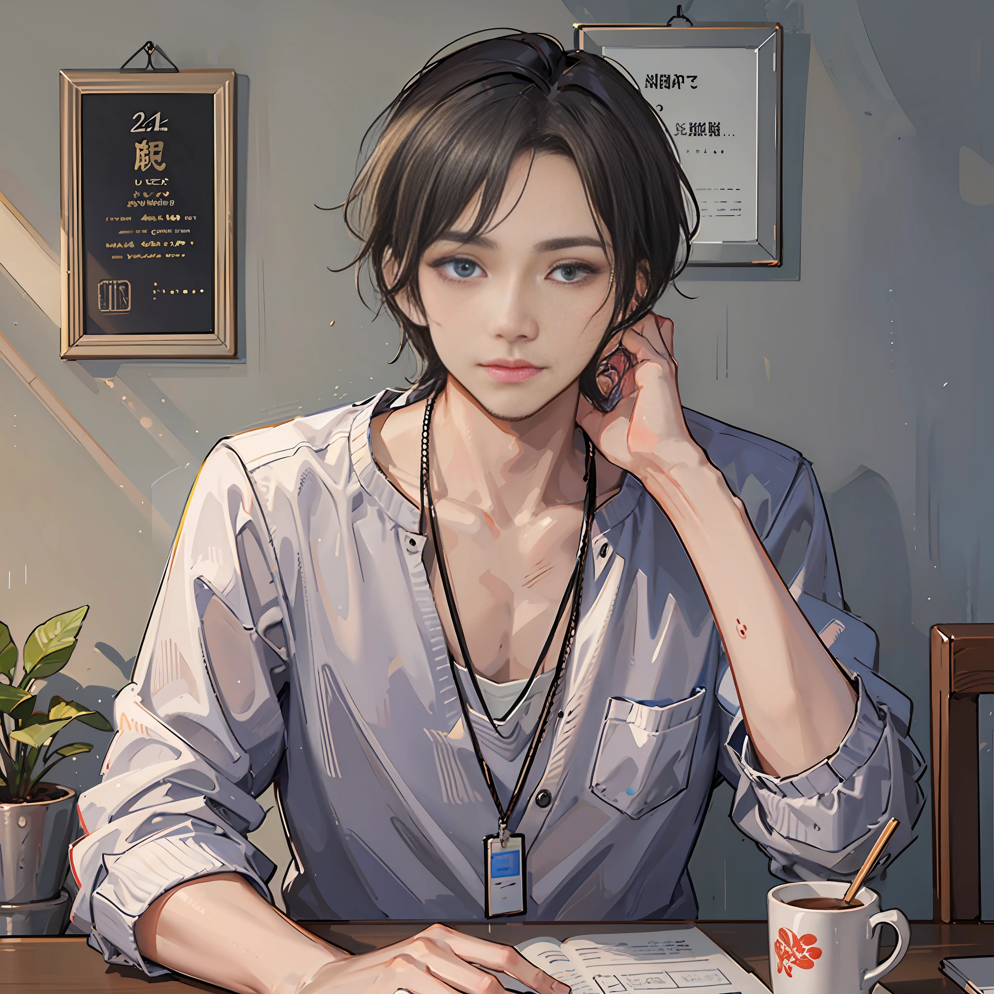 A 25-year-old man sits in front of a computer and looks intently at a post on the screen. The post reads "The Secret of Full Marks in the College Entrance Examination", and there is mystery and light around it. The young man's eyes revealed longing and anticipation