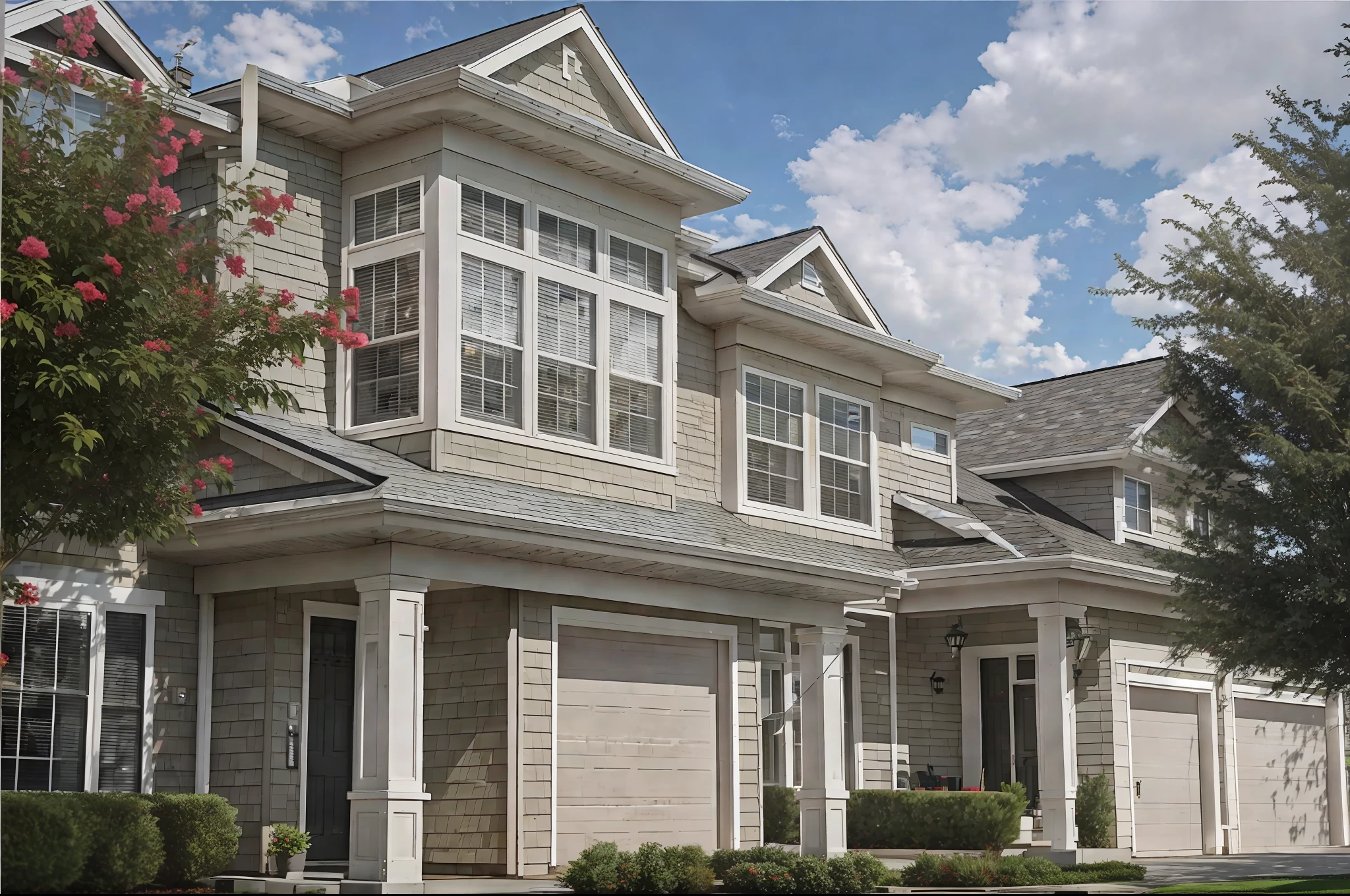 there is a picture of a house with a fire hydrant in front of it, residential, an ultra realistic, low-angle shot, low - angle shot, exterior photography, a hyper realistic, arhitectural shot, stacked houses, photorealist, beautiful image, hyper - realist, ultra-detailed, ultra - detailed, 2000s photo
