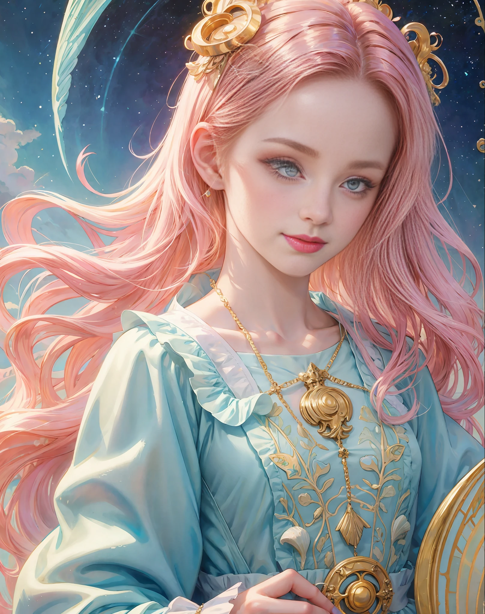 Princess girl with wing, Blue, Pastel, glitter, dramatic, dreamy, pastel, Watercolor, Whimsical, Delicate, seashell crown, Trending on Artstation, Highly detailed, Intricate, Portrait, digital painting, Fantasy theme, Fantasy robes, Fantasy concept art, Fantasy character art, Smug, age girl, perfect body, full body, dreamy, pastel, Watercolor, Whimsical, Delicate, seashell crown, art by loish and lois van baarle, Trending on Artstation, Highly detailed, Intricate, Portrait, digital painting, (Cinematic Photo:1.3) of (Realistic:1.3),(Amusing:1.3) chibi, constellation, (1girl, solo:1.2), (chibi:1.3), eyeliner, eyelashes, looking at viewer, (shiny skin:0.16), (pale skin:0.33), (body blush:0.38), eyes beautiful, anime, realistic, masterpiece, best quality, movie still, cloud girl, floating in the sky, (close-up:1.1), bright, happy, fun, soft lighting,Highly Detailed,(Art Nouveau:1.3),(Baroque Art:1.3),(80s Art:1.3),naturalism,land Art,regionalism,shutterstock contest winner,trending on unsplash,featured on Flickr