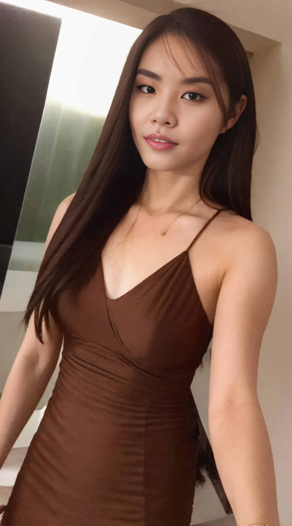 ((Realistic lighting, Best quality, 8K, Masterpiece: 1.3)), Clear focus: 1.2, 1girl, Perfect Body Beauty: 1.4, Slim Abs: 1.1, ((Dark Brown Hair, Big Breasts: 1.3)), (Aqua Dress: 1.4), (Outdoor, Night: 1.1), City Street, Super Fine Face, Fine Eyes, Double Eyelids