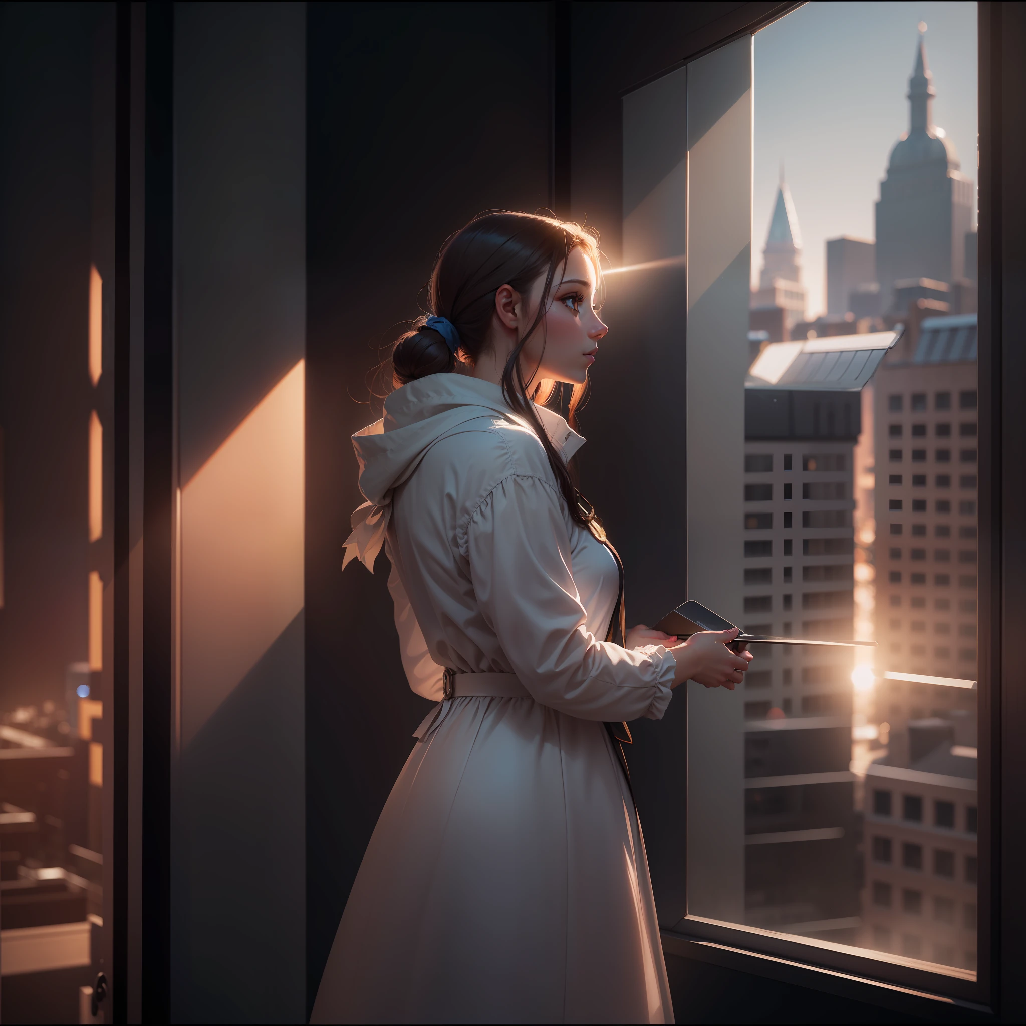 She looked out the window, shining bright in the sky.8k --auto --s2