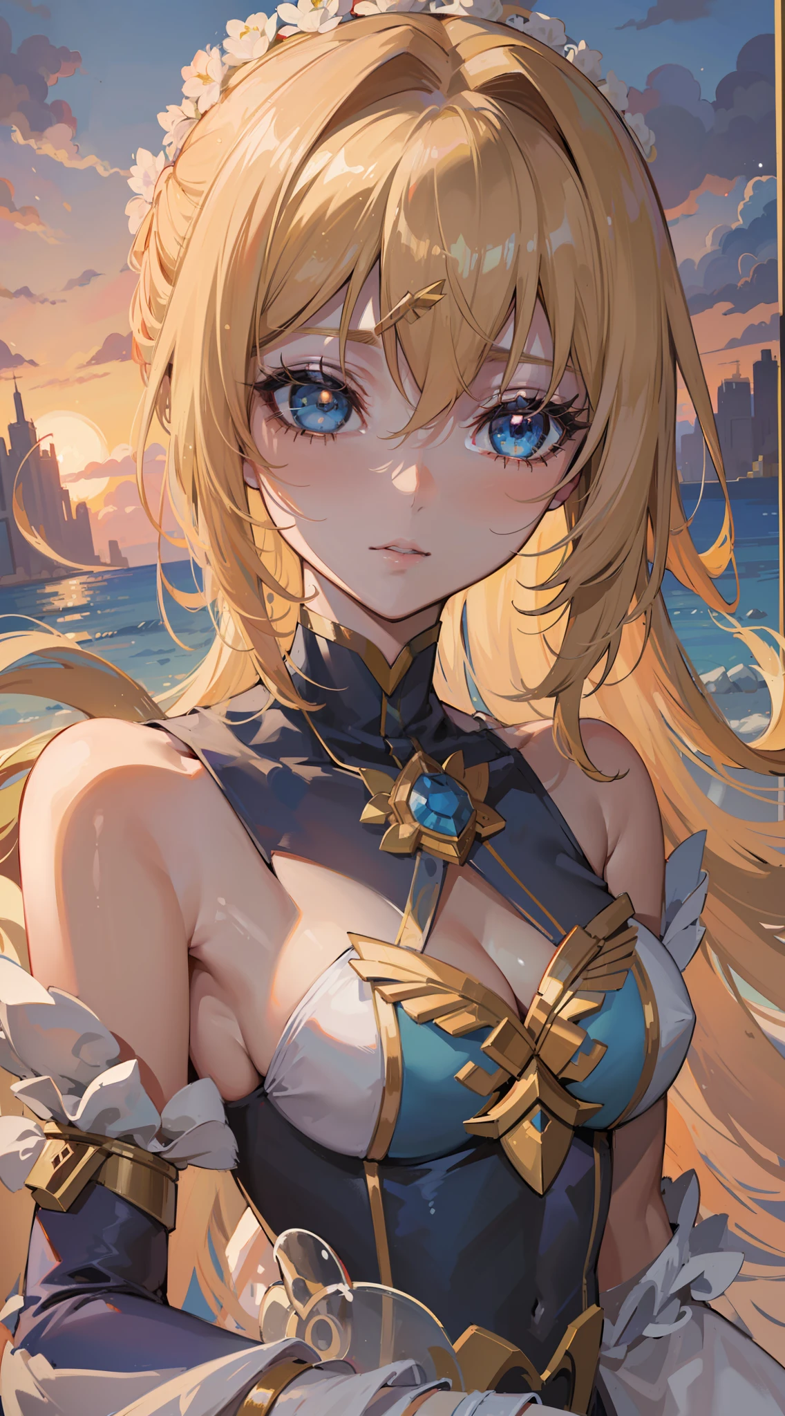 ((Top Quality, 8K,)) 1 Woman, Blonde Hair and Red Eyes Anime Girl, Anime Girl Named Lucy, Portrait of a Female Anime Hero, Female Anime Character, Zodiac Girl Portrait Knight, Artoria Pendragon, Hajime Yatate, Symphogear, Giorno Giovanna, Cornelia from Code Geass, War Maiden Suvia, Small