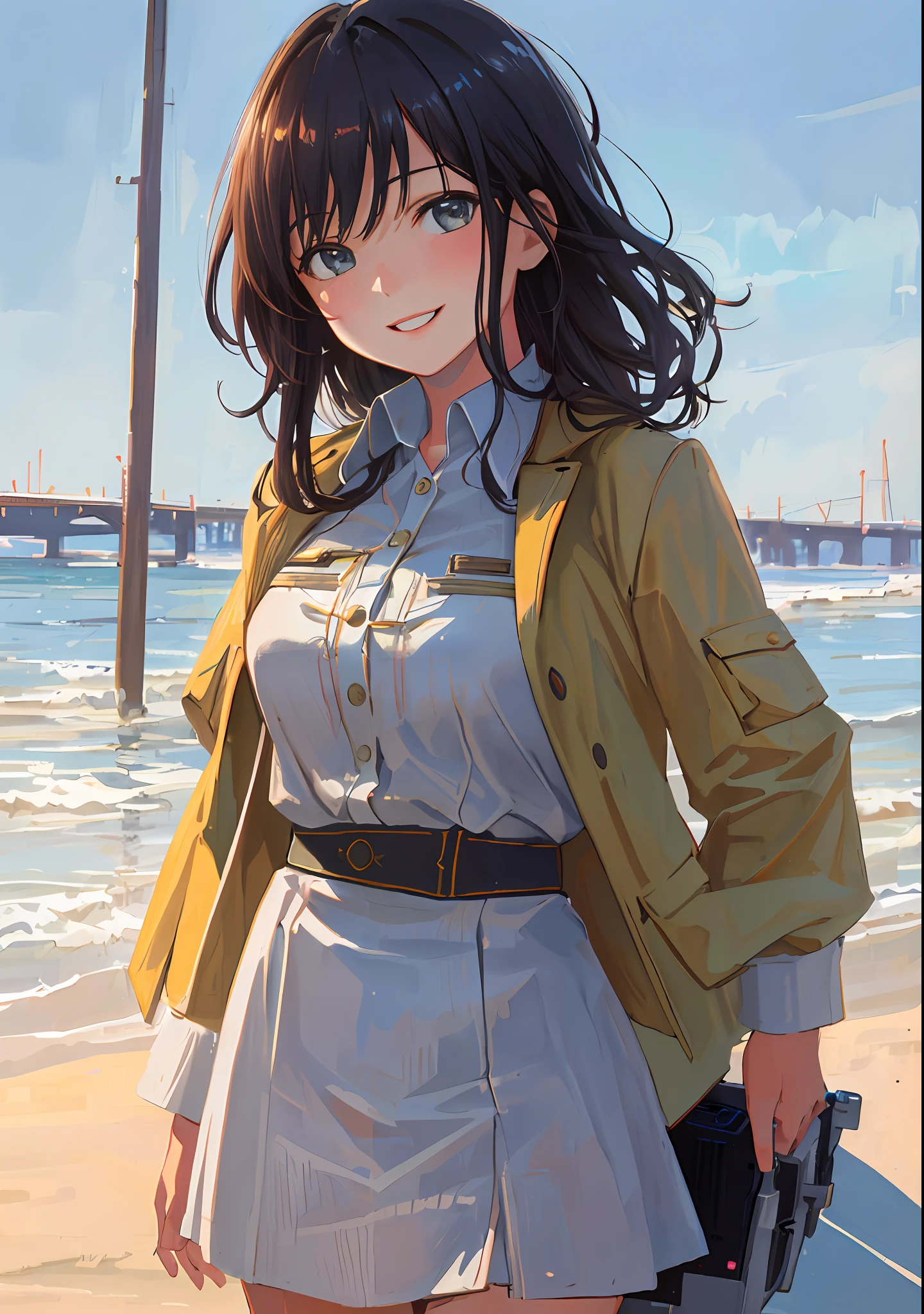 dreamlikeart, ((analog)), (best quality), ((realistic photo)), ((realistic)), (ultra detailed:1.3), ((cinematic color grading)), (exremetly detailed skin), 1girl, (yilishazi), smile, (platium red hair:1.2), warm sunlight, white teeth, [teeth]