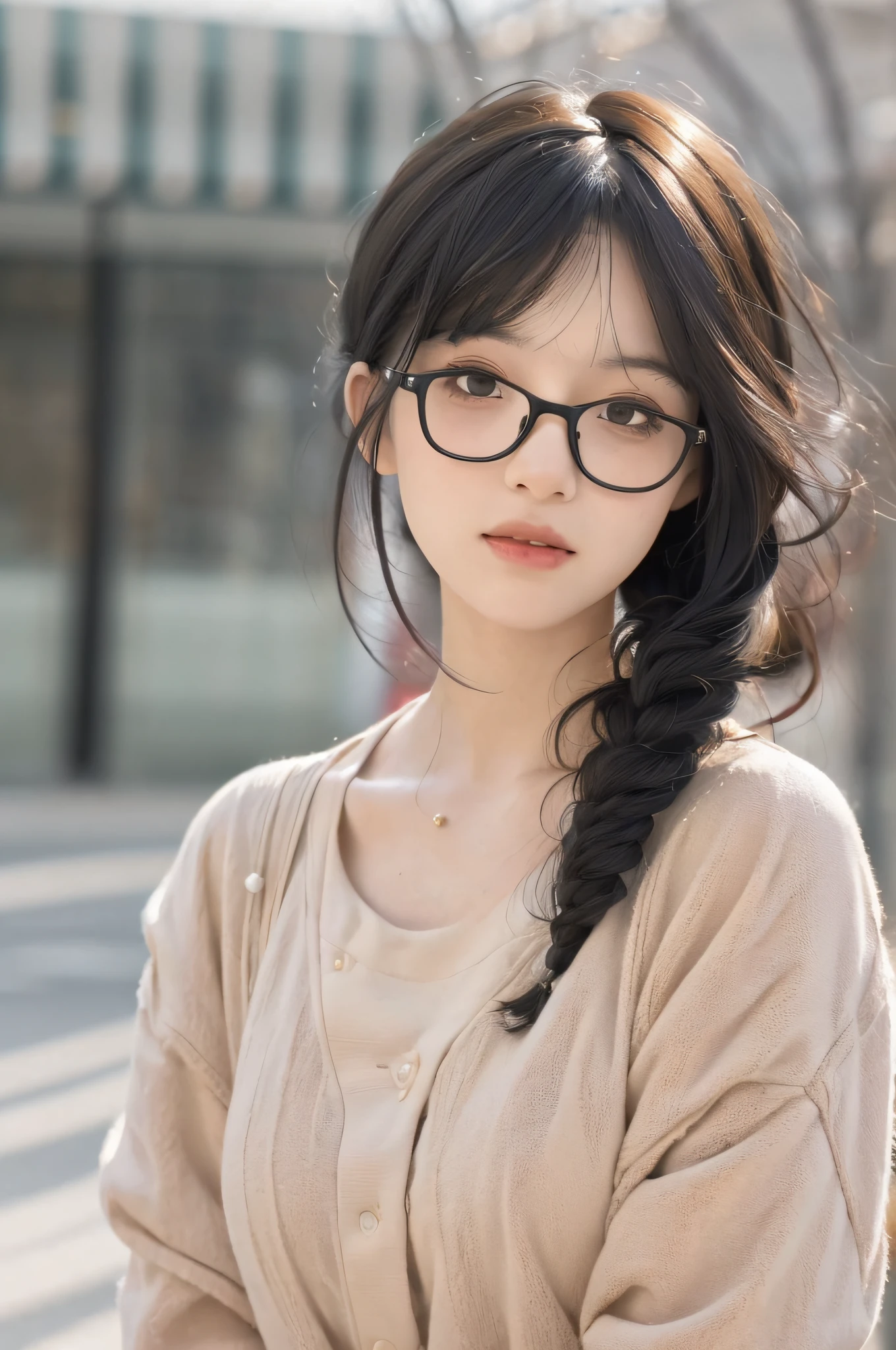 20 years old woman, glasses eyes ,((at park)) ,(hair bangs, black medium hair:1.1), (wedding dress), RAW photo, (photorealistic:1.37, realistic), highly detailed CG unified 8K wallpapers, 1girl, ((looking at viewer)), (((straight from front))), (HQ skin:1.8) 8k uhd, dslr, soft lighting, high quality, film grain, Fujifilm XT3, ((upper body:1.2)) (professional lighting:1.2)