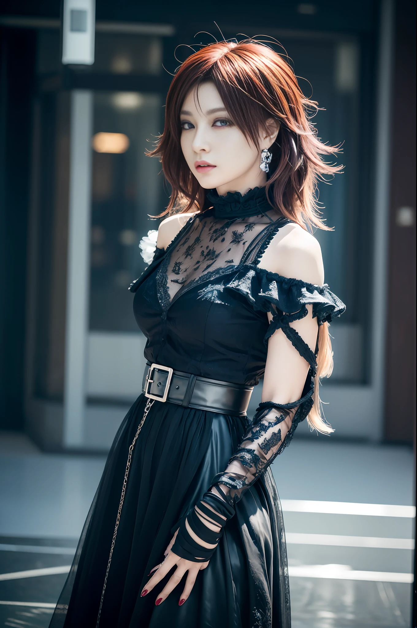 ((Masterpiece)), ((Best Quality)), (Very Detailed)), (Very Detailed)), 4K, (8K), Best Quality, (Beautiful), (Visual Kei Fashion:1.3), Confident Pose, Unreal Engine, Octane Render, Attractive Lights