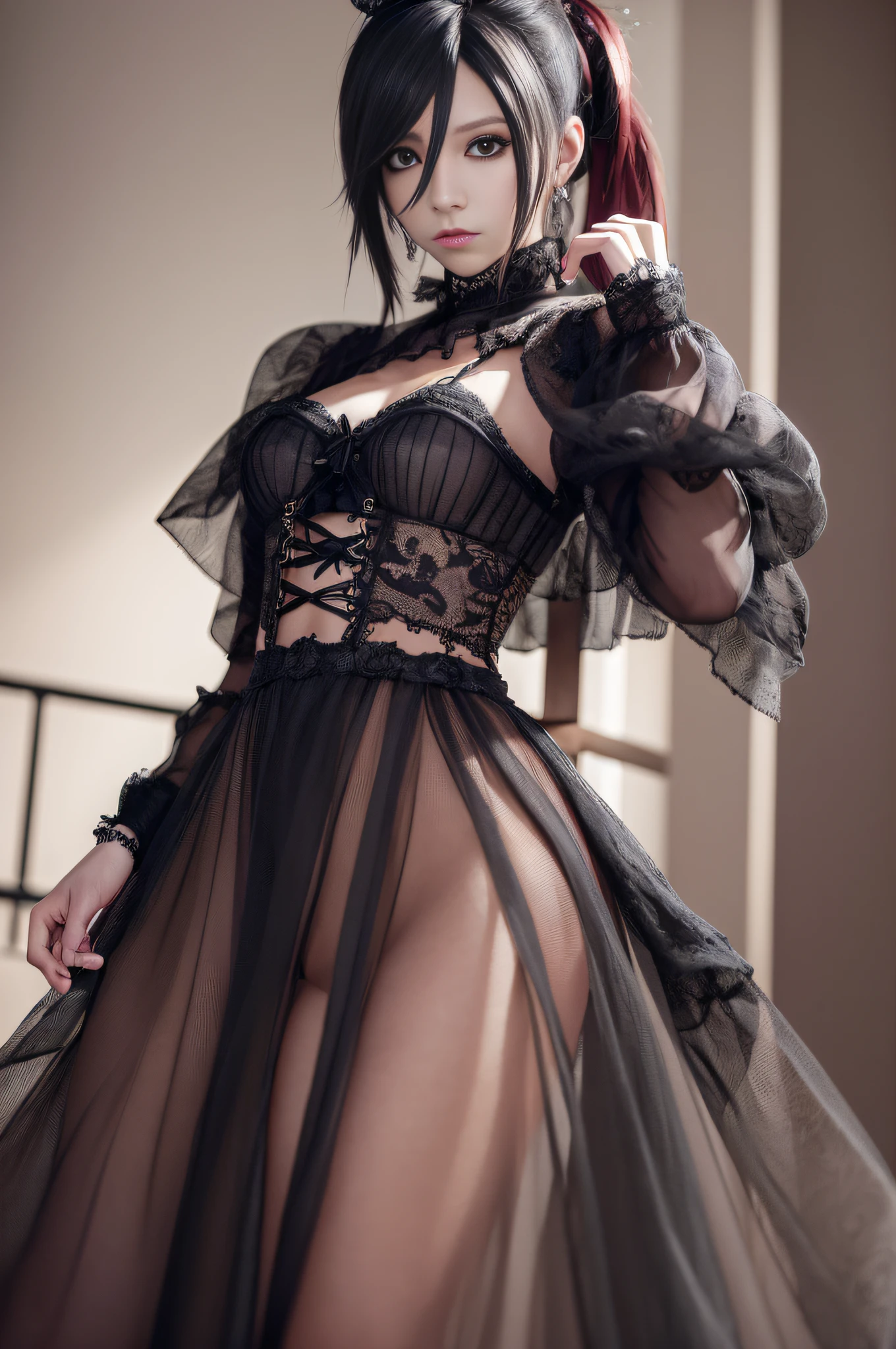 ((Masterpiece)), ((Best Quality)), (Very Detailed)), (Very Detailed)), 4K, (8K), Best Quality, (Beautiful), (Visual Kei Fashion:1.3), Confident Pose, Unreal Engine, Octane Render, Attractive Lights