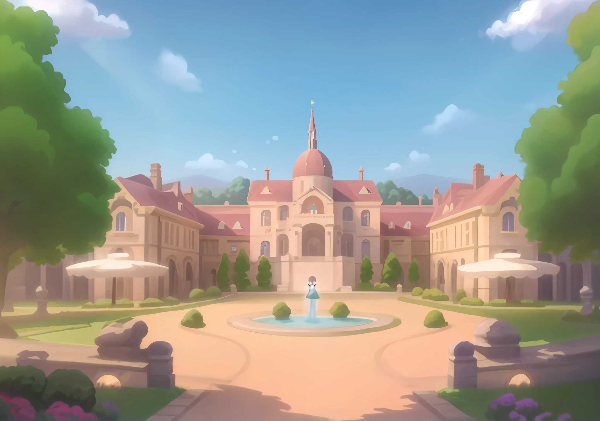 architectural picture of large manor, european villa background, background art, high school background, anime background art, european garden background, background artwork, town background, manor background, town center background, anime background key visual, anime background, house background, villa background, madhouse studio anime style, dance hall background, disney style