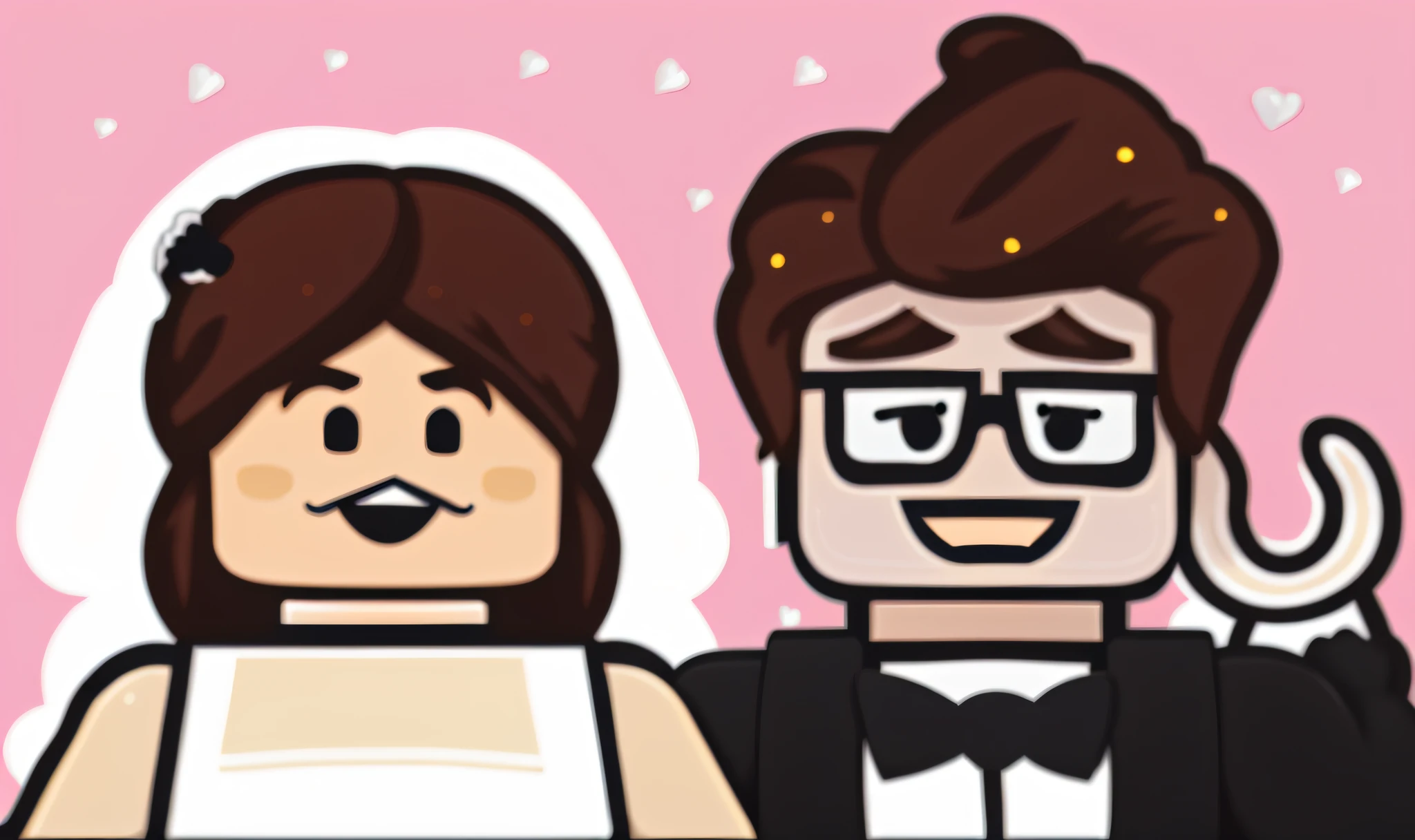 vector stickers, LEGO men and women standing together in wedding costumes, wedding, Lego movie style, Lego style,