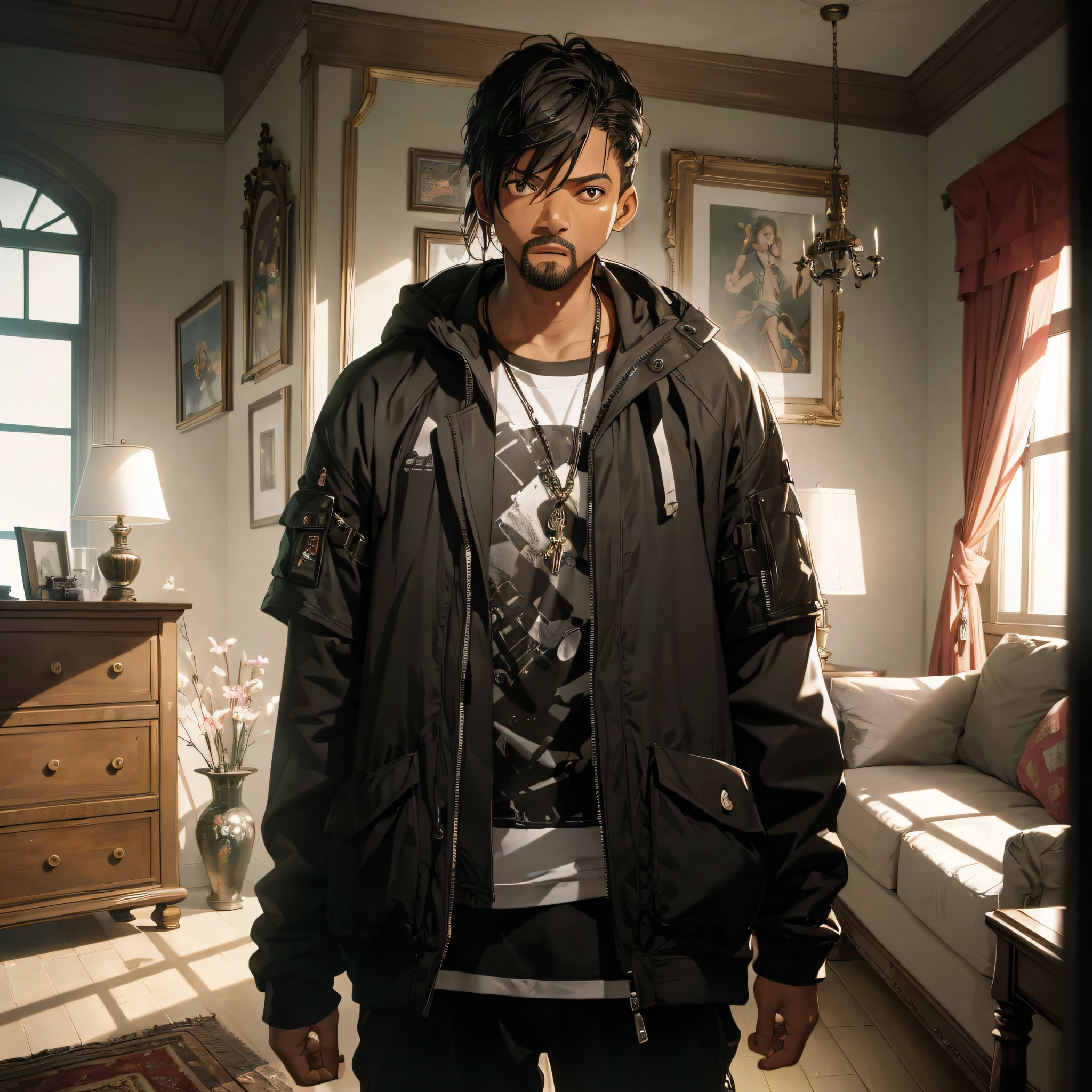 Absurd resolution, high resolution, (masterpiece: 1.4), hyper-detail, Will Smith, spooky room, angry expression