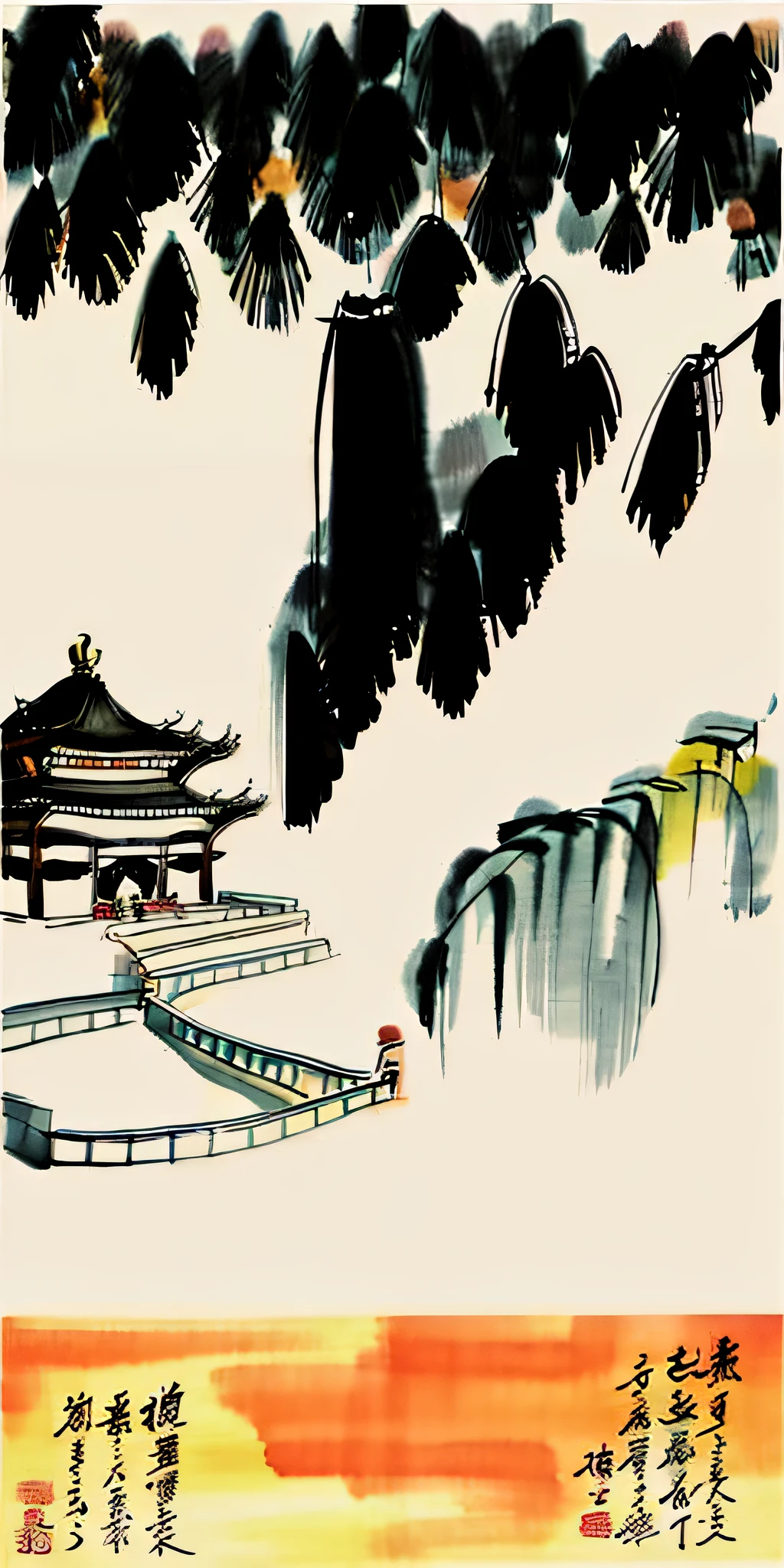 (Chinese watercolor illustration style + Silk Road: 1.4+ Museum collection, Dunhuang Mogao Grottoes background), (Palace, soft shadows), (Dunhuang Mogao Grottoes: 1.2+ Silk Road, high image quality), (Dunhuang Mogao Grottoes background + vibrant travel poster), (Chinese style paintings, figures), (ancient Chinese architecture, golden splendor, palace), (depth of field, bokeh effect)