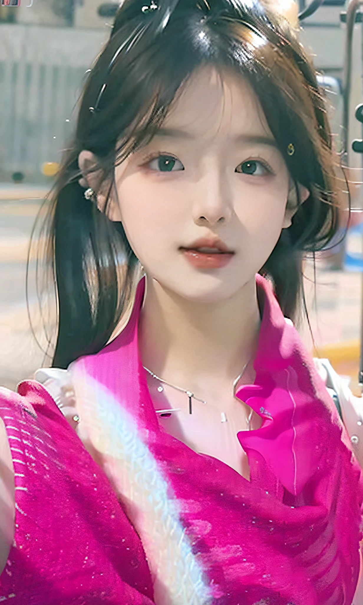 (8k, RAW photo, photorealistic:1.25) ,( lip gloss, eyelashes, glossy finish, glossy skin, best quality, super high resolution, depth of field, chromatic aberration, caustics, wide light, natural shadow, Kpop idol) look with serenity and goddess-like bliss to the spectators,