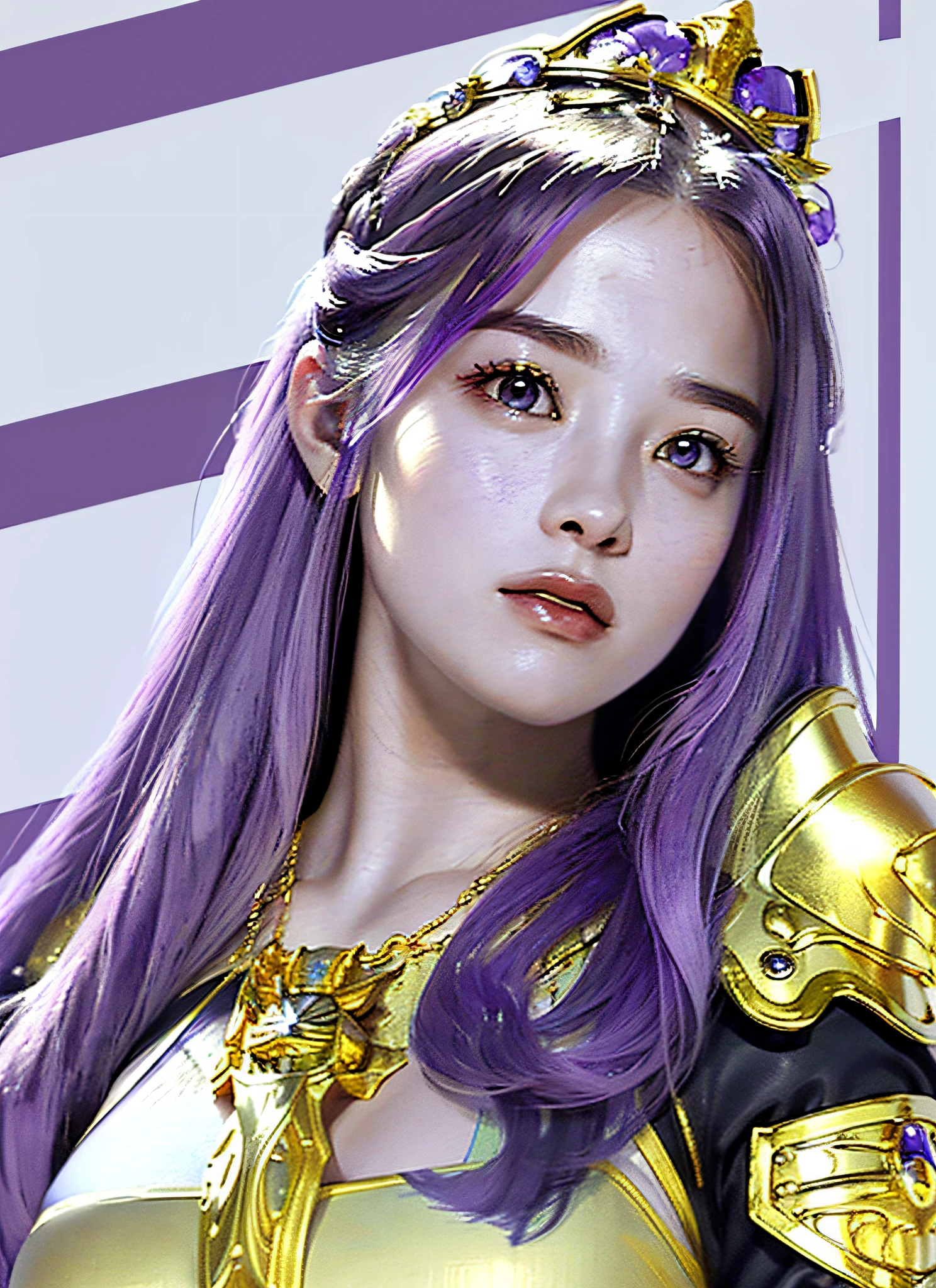 Ultra detailed complex 3D rendering of face, (big breasts: 5.8) huge breasts, long hair, watch viewer, pants, parted lips, (shiny skin),realistic sensual gravure idol,(), intricate details, beautiful porcelain profile face ultra-detailed complex 3d rendering, (warrior queen armor, fur-lined cape, jeweled crown: 2.2), big, huge, ( (Micro bikini)Sexy swimsuit, (surreal), (Magic wand), (High resolution), (8K), (Very detailed), (Beautiful detailed eyes), (Best quality), (Ultra detailed), Intricate detail jewelry (Detailed female armor: 2.3), (Gorgeous gold armor: 1.3), 1 girl, Solo, Long hair, wind, gorgeous face, top quality, masterpiece, maximum detail, diffused lighting, (purple hair: 1.3), Valhalla Valkyrie, mechanical arm, beauty, facial muscles