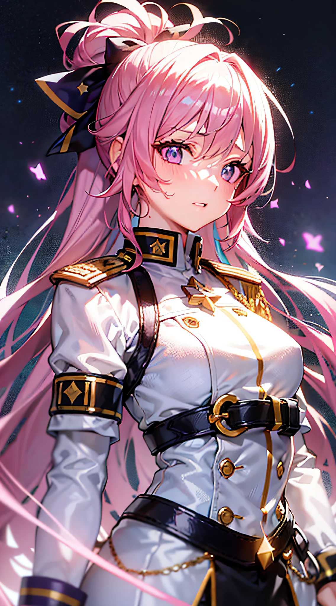 /+/+//pink hair/+/+/purple eyes/+/+/high ponytail/+/+/long hair/+/+/young girl (military uniform/+/+/armor/+/+/),,/+/(white pants),,/+/+/collar/+/+//chain/+/+/bandage/+/+/armband, /+/+/muscle line,/+/+/ small_breasts,/+/+/(sweat)/+/+/(shiny skin),/+/+//(side chest,)/+/+/ tareme,/+/+/ starry sky, star cluster, starry sky, shining stars,, handsome /+/+/high definition/+/+/ high contrast/+/+/ high saturation/+/+/best shadow Perfect illumination/+/+/ original_outfit/+/+/clear details, /+/+/chromatic aberration/+/+/caustic,