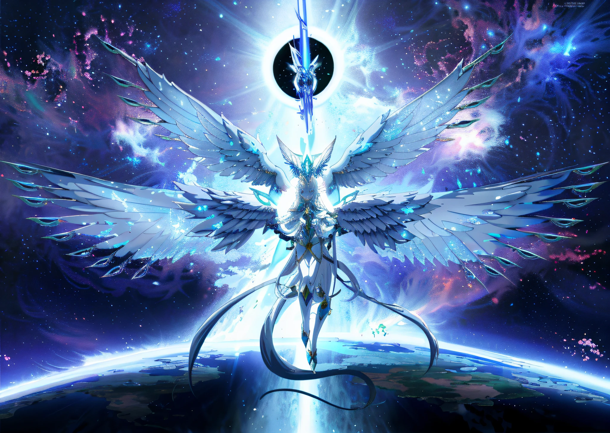 Elf angels meditating in space, astral fairies, mythical creatures, galactic gods, ethereal anime, epic anime fantasy, mythology, starlight ethereal, elemental guardians of life, anime epic artwork, mythical creatures, beautiful fantasy anime, six-winged angels, celestial goddess