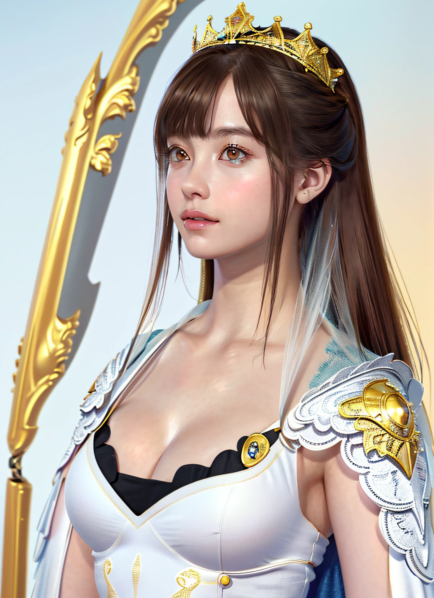 Ultra detailed complex 3d rendering of face, (big breasts: 6.8) huge breasts, long hair, watch viewer, pants, parted lips, (shiny skin),realistic sensual gravure idol,(cleavage), intricate details, super detailed complex 3d rendering of face with beautiful porcelain profile, (warrior queen armor, fur-lined cape, jeweled crown: 2.2), big, huge, (Micro Bikini) Sexy Swimsuit, (Ultrareal), (Magic Wand), (High Resolution), (8K), (Very Detailed), (Beautiful Detailed Eyes), (Best Quality), (Ultra Detailed), Intricate Detail Jewels (Detailed Women's Armor: 2.3), (Gorgeous Gold Armor: 1.3), 1 Girl, Solo, Long Hair, Wind, Gorgeous Face, Top Quality, Masterpiece, Maximum Detail, Diffused Lighting, (Brown Hair: 1.3), Valhalla Valkyrie, mechanical arm, beauty, facial muscles