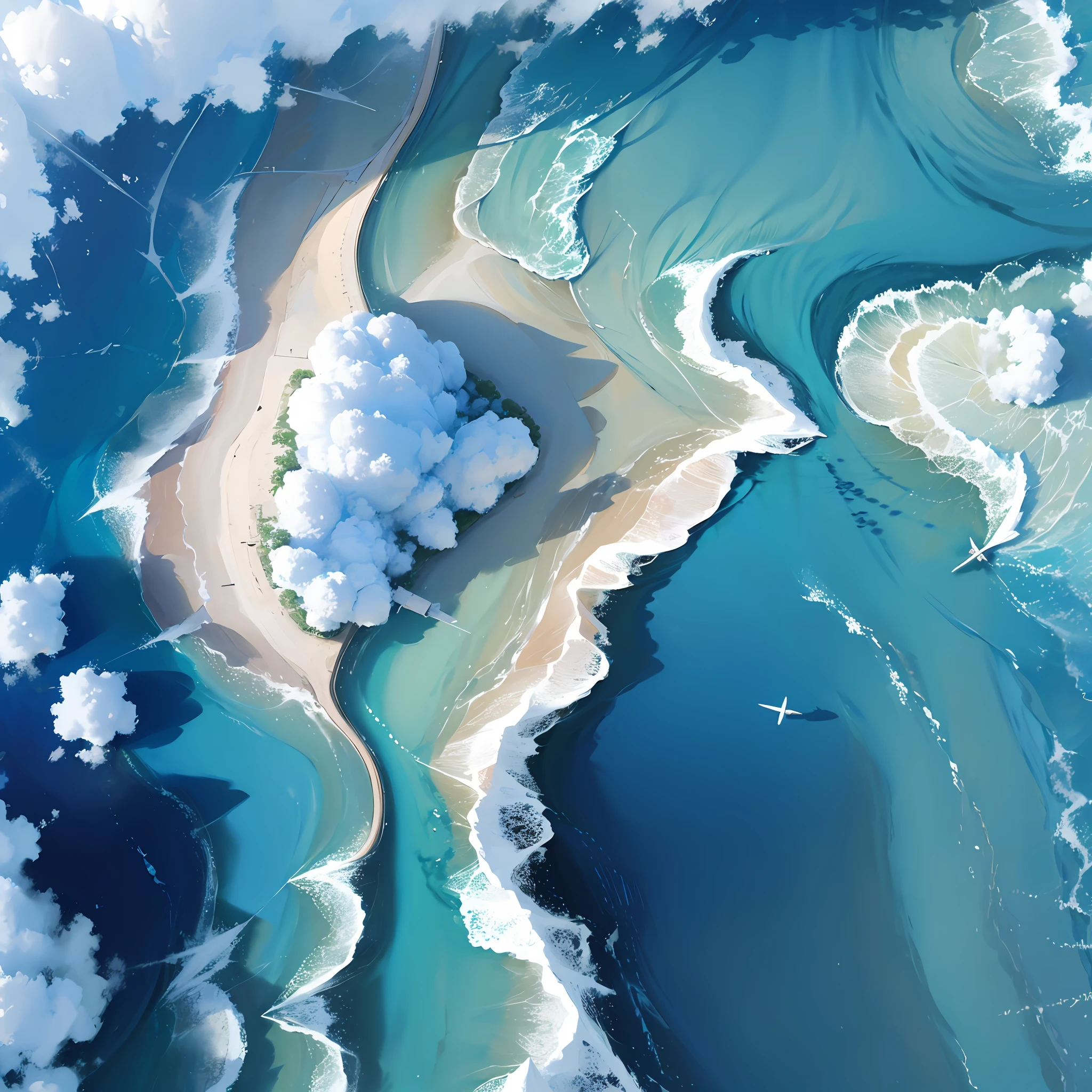 A blue sea, aerial photography, 4K --auto --s2