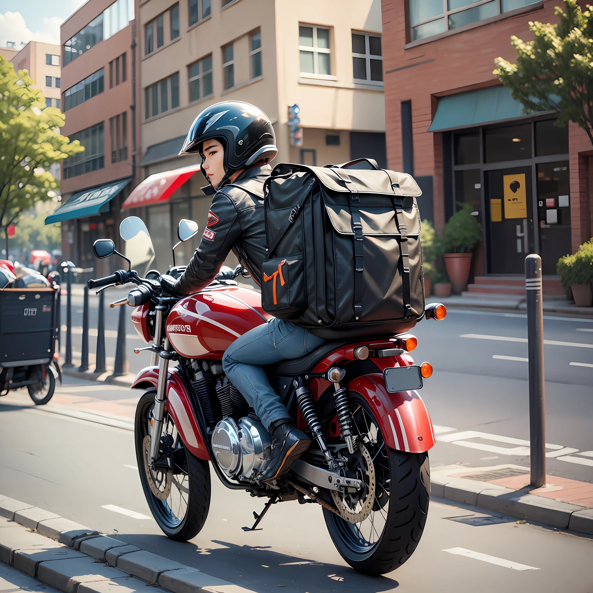 Ifood courier, motorcycle, with delivery bag, sexy --auto --s2