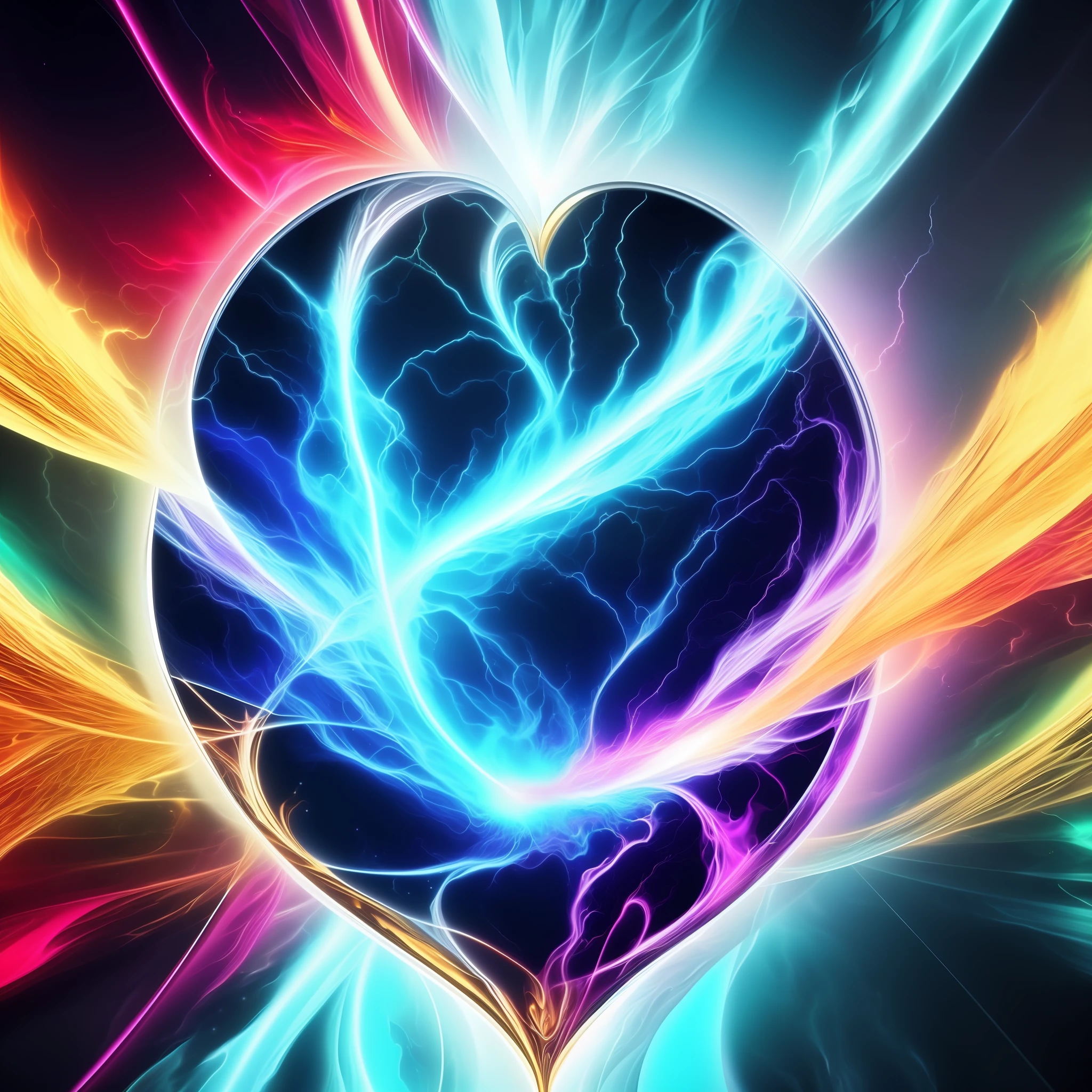My beating heart, poster art by Thomas Aquinas Daly , [:anime line art:0.2], Crystal and Energy and Light themed, epic splash art , plasticien, , abstract
