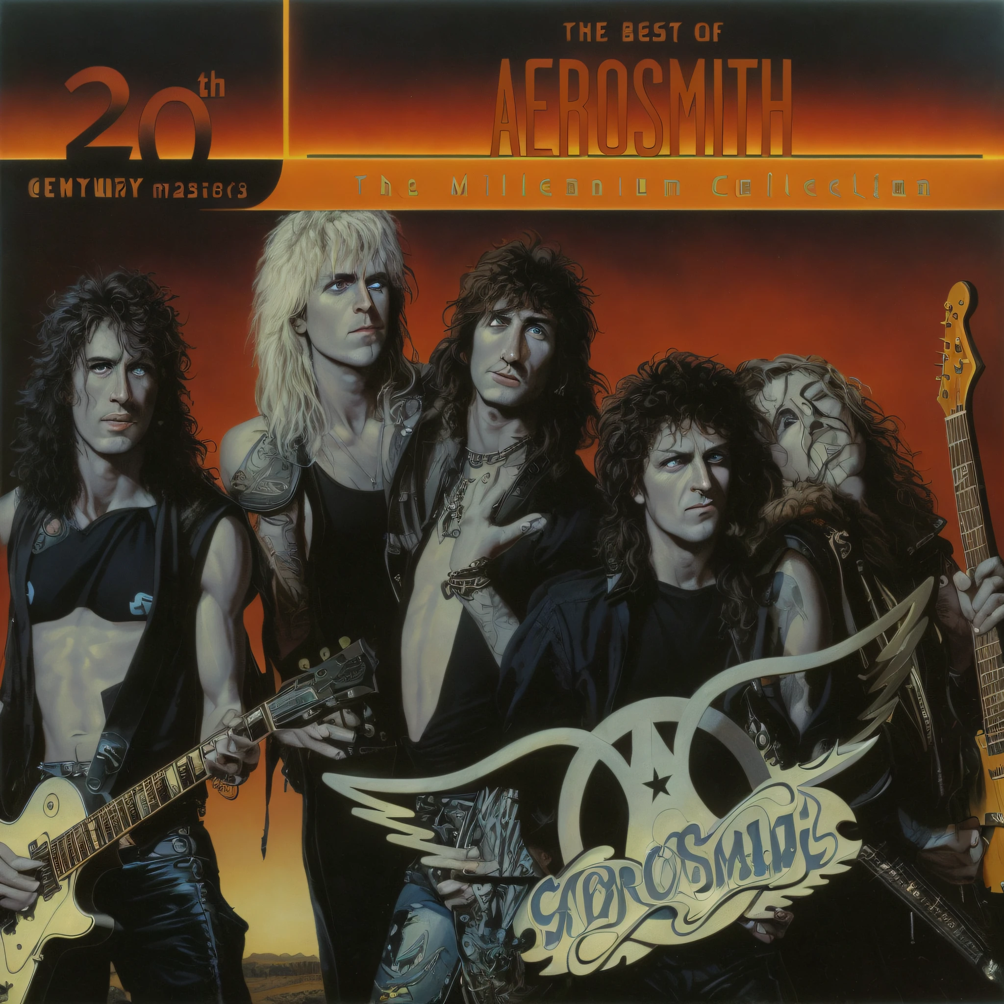 a close up of a group of people with guitars and a guitar, artwork, adrian smith, cover art, aeromorph, promo art, art cover, box art, album, in the 4 0 th millenia, 1 9 8 0's heavy metal album art, remaster, 2 0 th century, 20th century, full image, album artwork