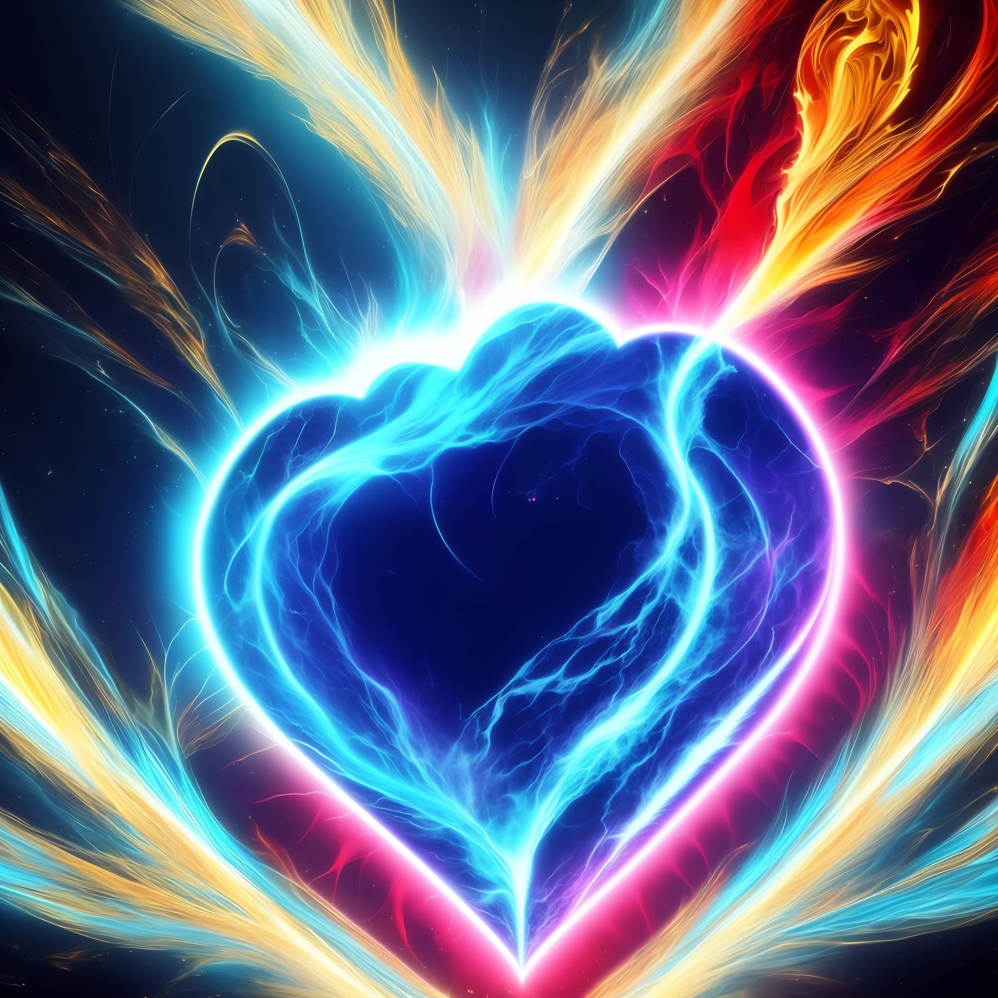 My beating heart, poster art by Thomas Aquinas Daly , [:anime line art:0.2], Crystal and Energy and Light themed, epic splash art , plasticien, , abstract