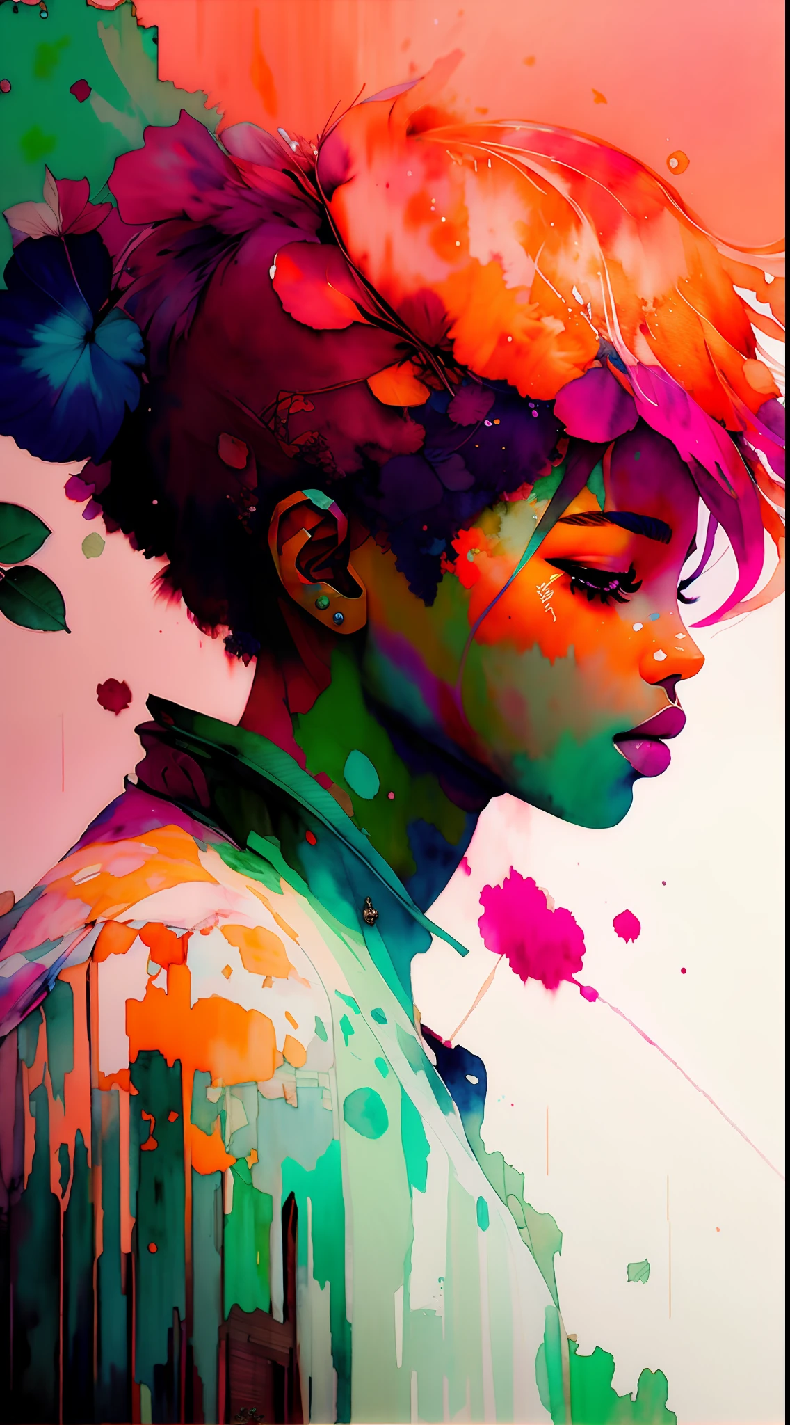 wtrcolor style, (rose) digital art, official art, blown by the wind, masterpiece, beautiful, ((watercolor)), paint splatter, intricate detail. Great detail, [dripping:0.7], Trending on Artstation, Rachel Walker