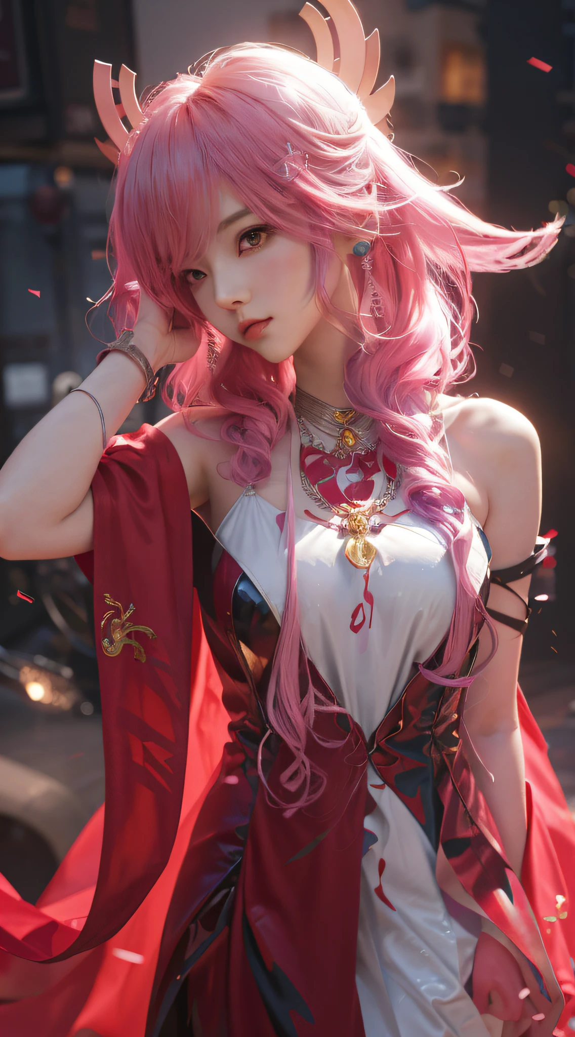 anime girl with pink hair and a red cape posing for a picture, extremely detailed artgerm, ross tran 8 k, fanart best artstation, guweiz, artwork in the style of guweiz, 8k high quality detailed art, ! dream artgerm, by Yang J, guweiz on artstation pixiv, beautiful celestial mage