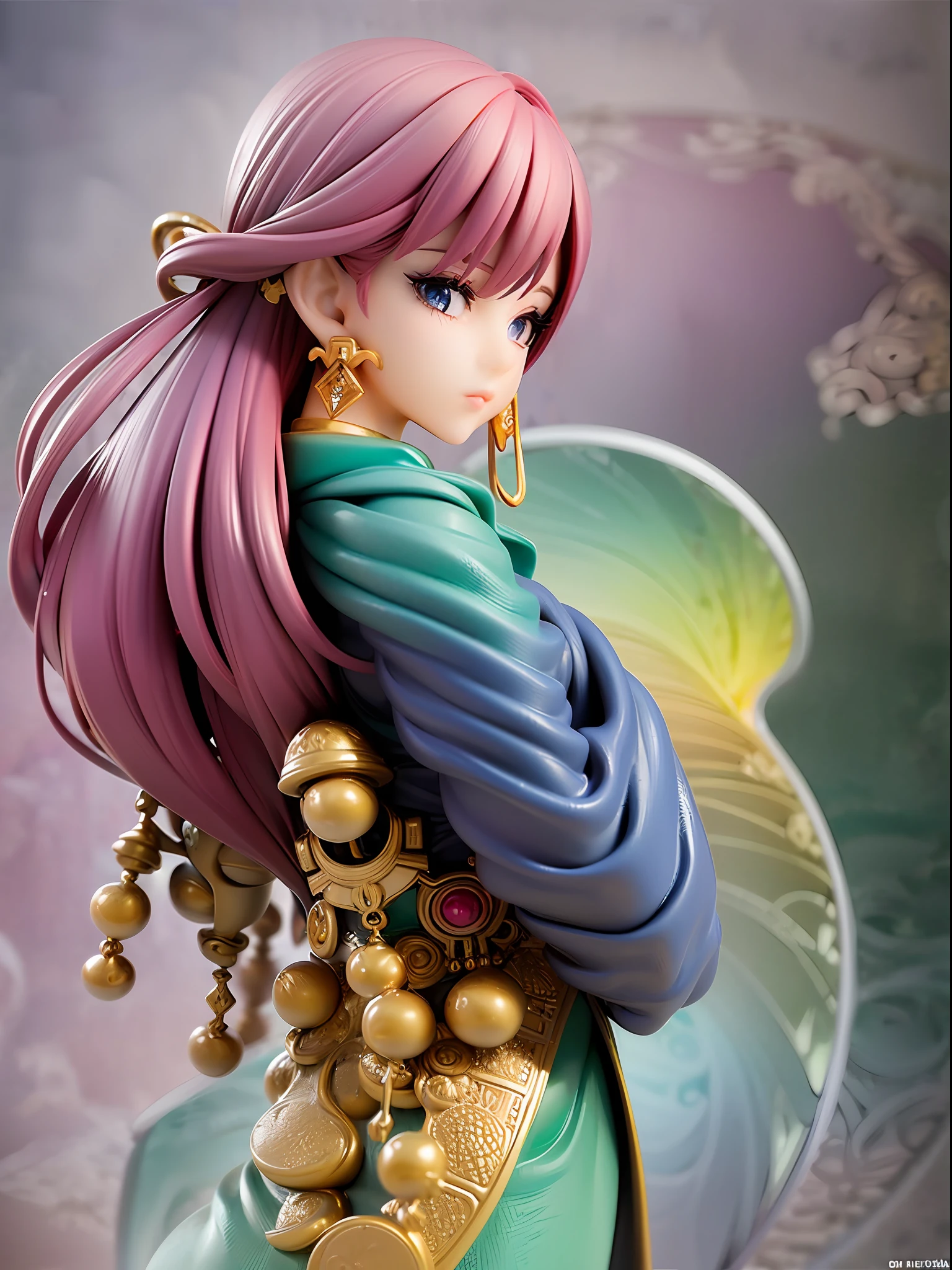 (masterpiece, top quality, best quality, official art, beautiful and aesthetic:1.2), (1girl:1.3), extremely detailed,(fractal art:1.1),(colorful:1.1),highest detailed,(zentangle:1.2), (dynamic pose), (abstract background:1.5), (japanese dress:1.2), (shiny skin), (many colors:1.4), ,(earrings:1.4),