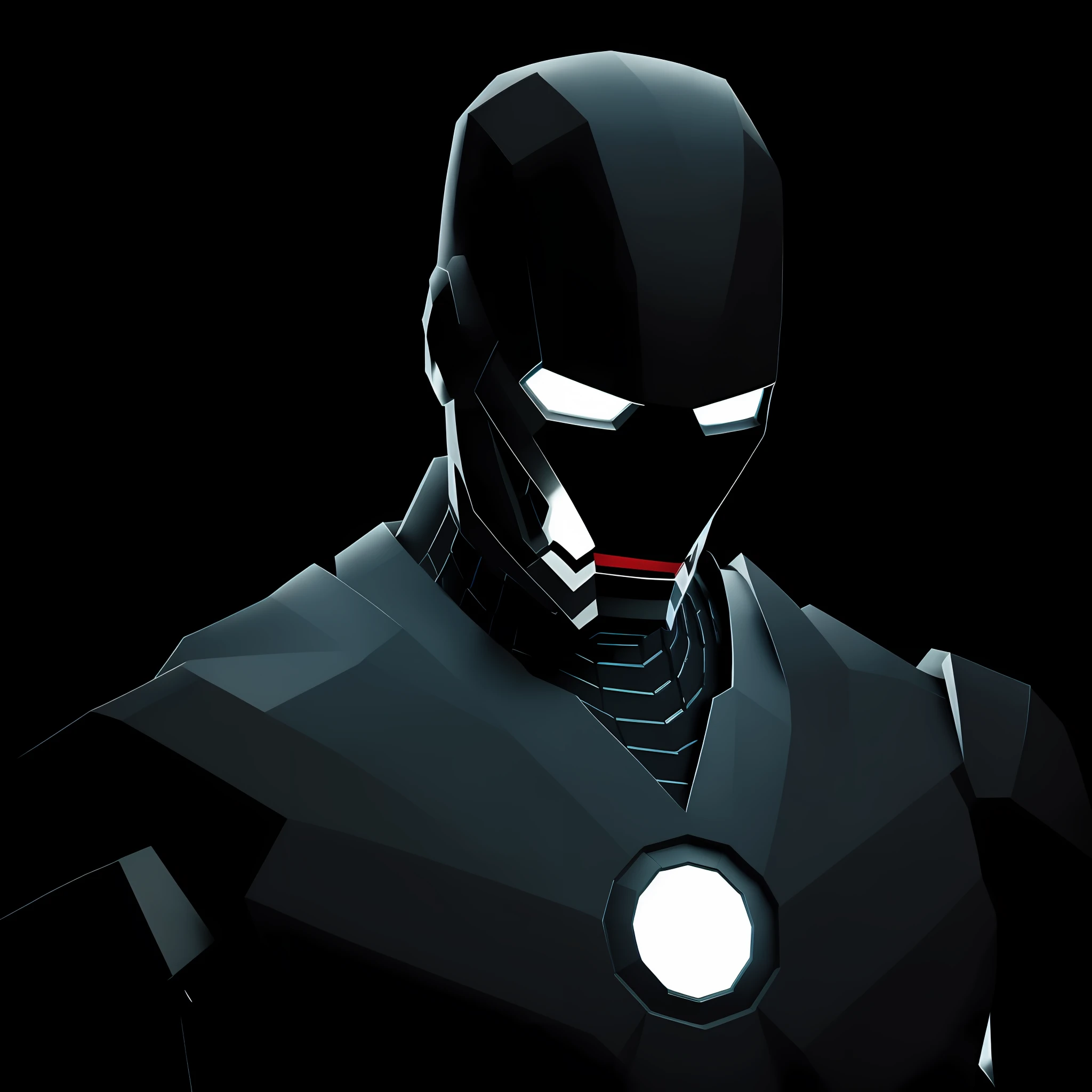 dark iron man, cold color palette, cienmatographic, interesting light, elegant, modern, tense