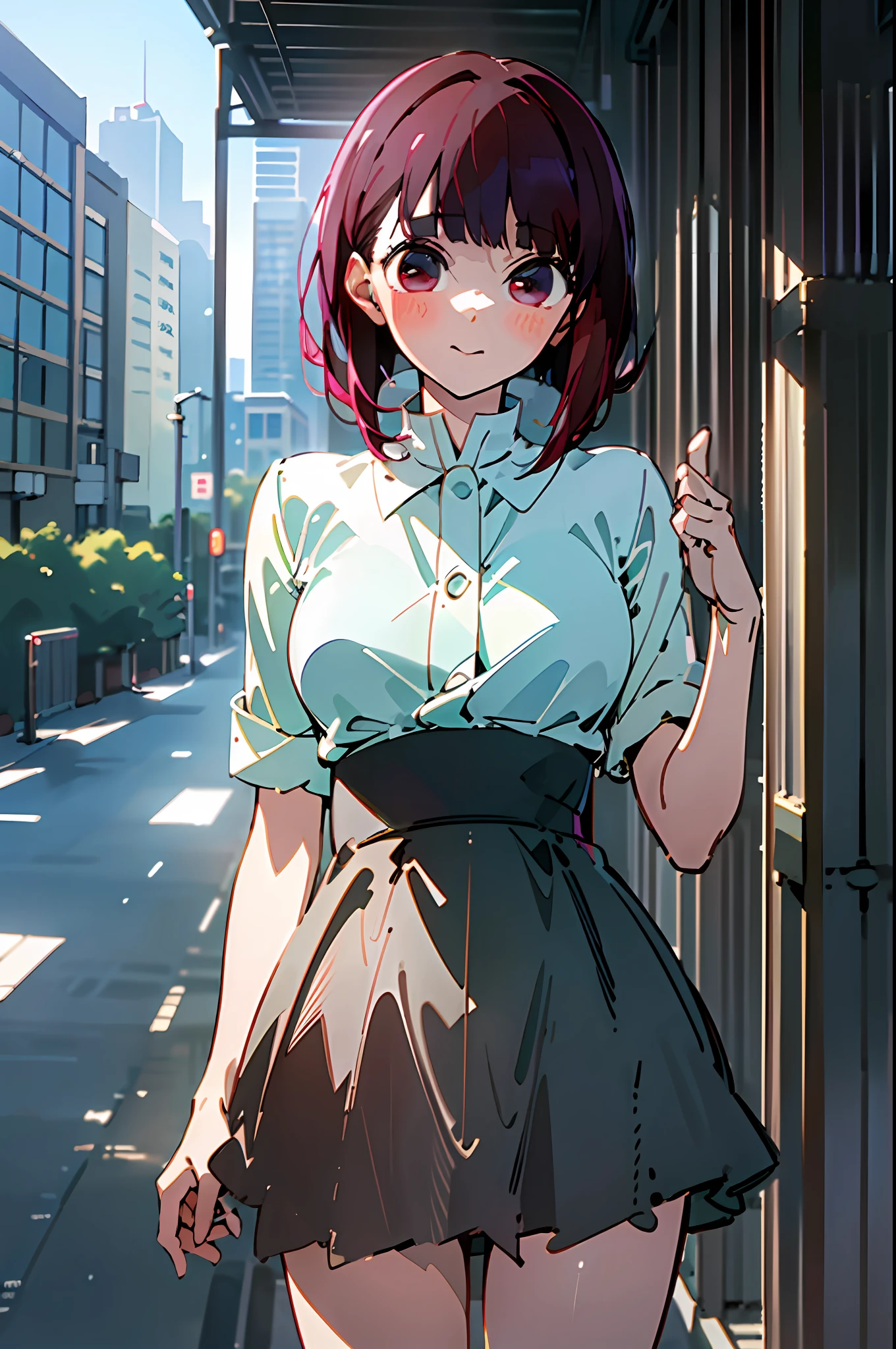 (masterpiece, best quality, highres),
arima kana \(oshi no ko\), city background