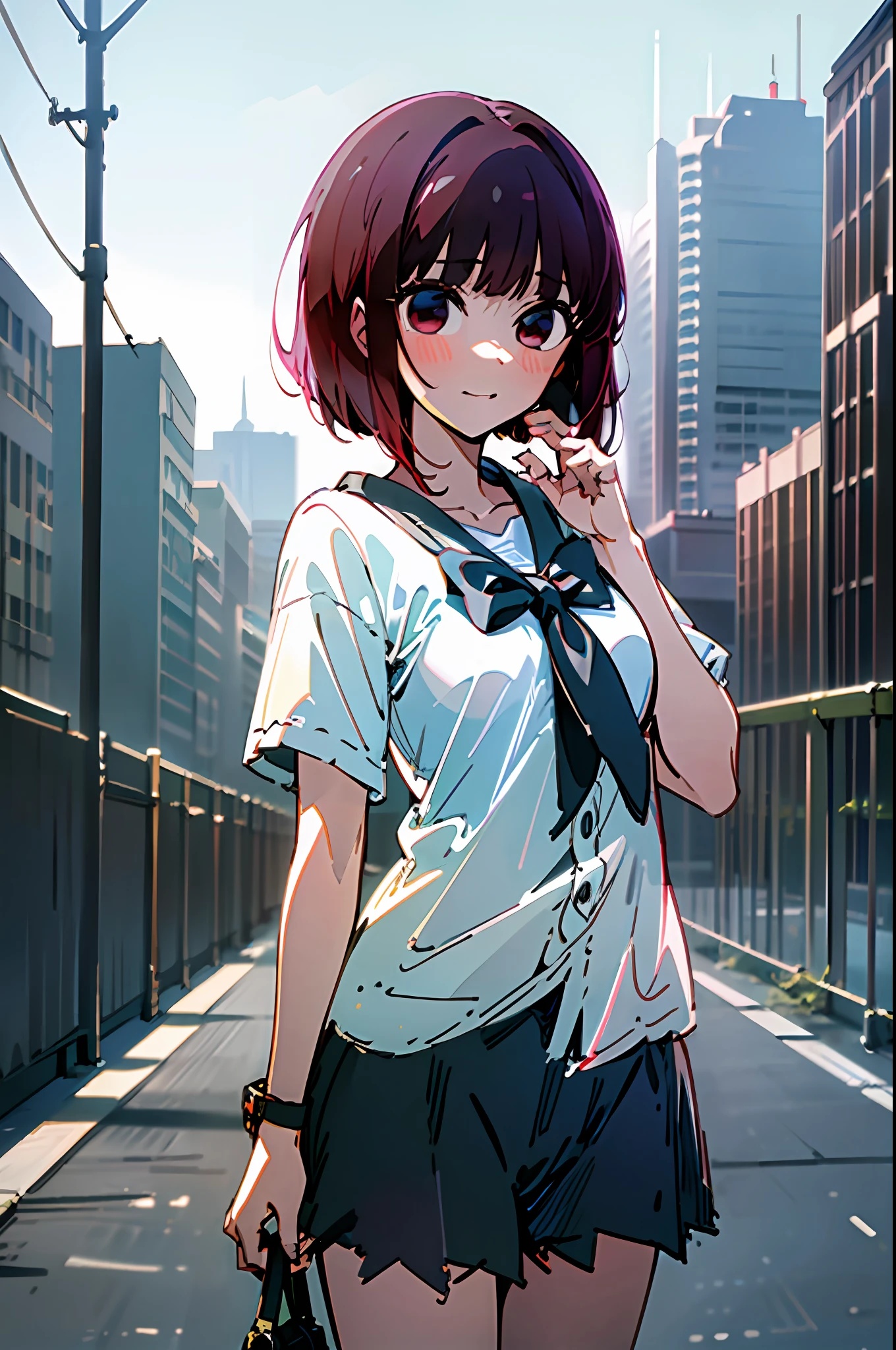 (masterpiece, best quality, highres),
arima kana \(oshi no ko\), city background