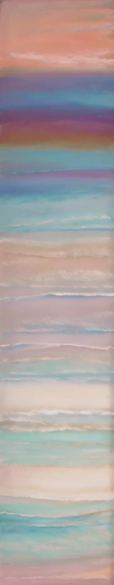 painting of a person walking on a beach with a surfboard, pastel texture, pastel overflow, pastelwave, sandy colors, earth and pastel colors, flat water color texture, pastel background, digital oil on canvas, pastel sunset, soft rainbow, painted in high resolution, background pastel, pastel faded effect, opalescent mist, iridescent texture, sandy colours