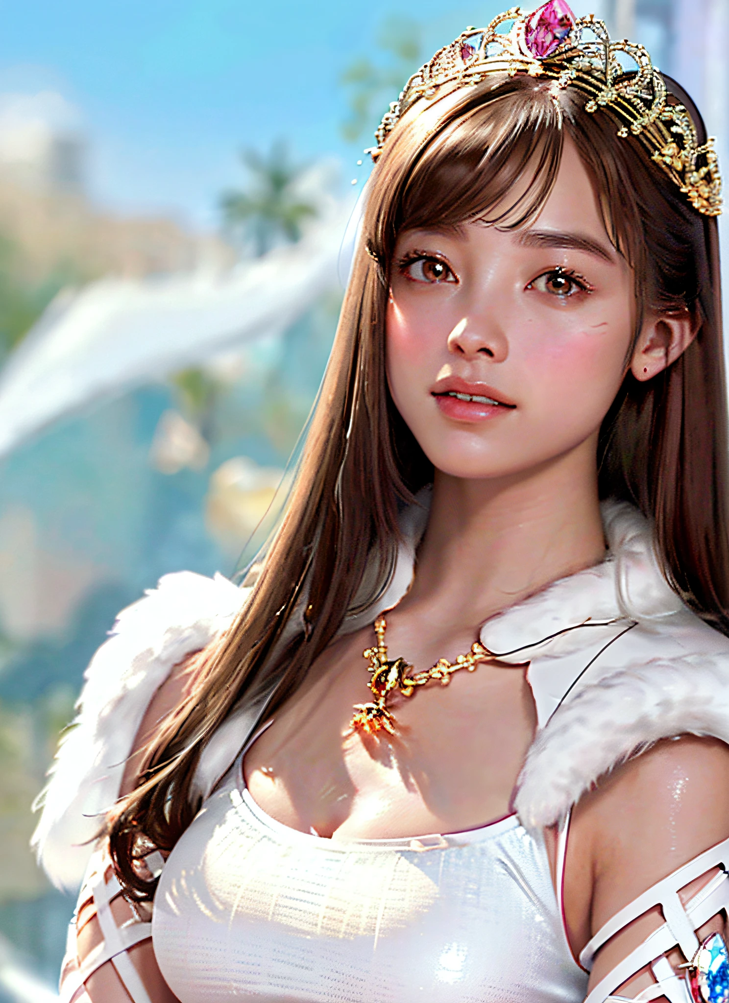 Ultra detailed complex 3d rendering of face, (big breasts: 6.8) huge breasts,pink bra, long hair, viewer show, , parted lips, (shiny skin),realistic sensual gravure idol,(cleavage), intricate details, beautiful porcelain profile ultra detailed complex 3d rendering of face, (warrior queen armor, fur-lined cape, Ultra detailed large crown adorned with jewels: 1.2), big,, (micro bikini), sexy swimsuit, (surreal), (magic wand), (high resolution), (8K), (very detailed), (beautiful detailed eyes), (best quality), (ultra detailed), intricate detail jewelry (detailed women's armor: 3.3), (ornate silver armor: 1.3), 1 girl, solo, long hair, wind, gorgeous face, Top Quality, Masterpiece, Maximum Detail, Diffused Lighting, (Brown Hair: 1.3), Valhalla Valkyrie, Mechanical Arm, Beauty, Facial Muscles