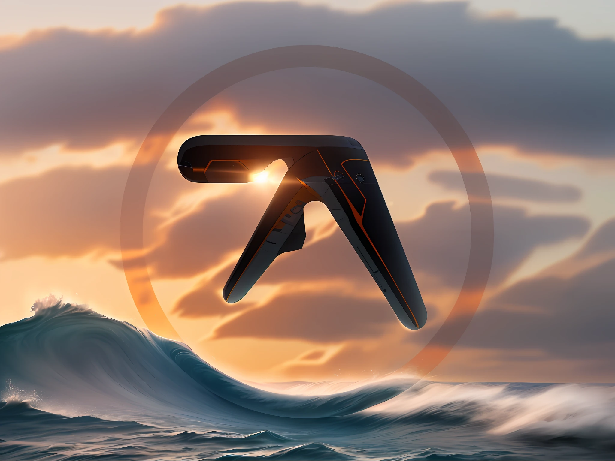 (8K ultra-high-definition masterpiece, the best quality), (AI fusion image of flying waves, Logo style).