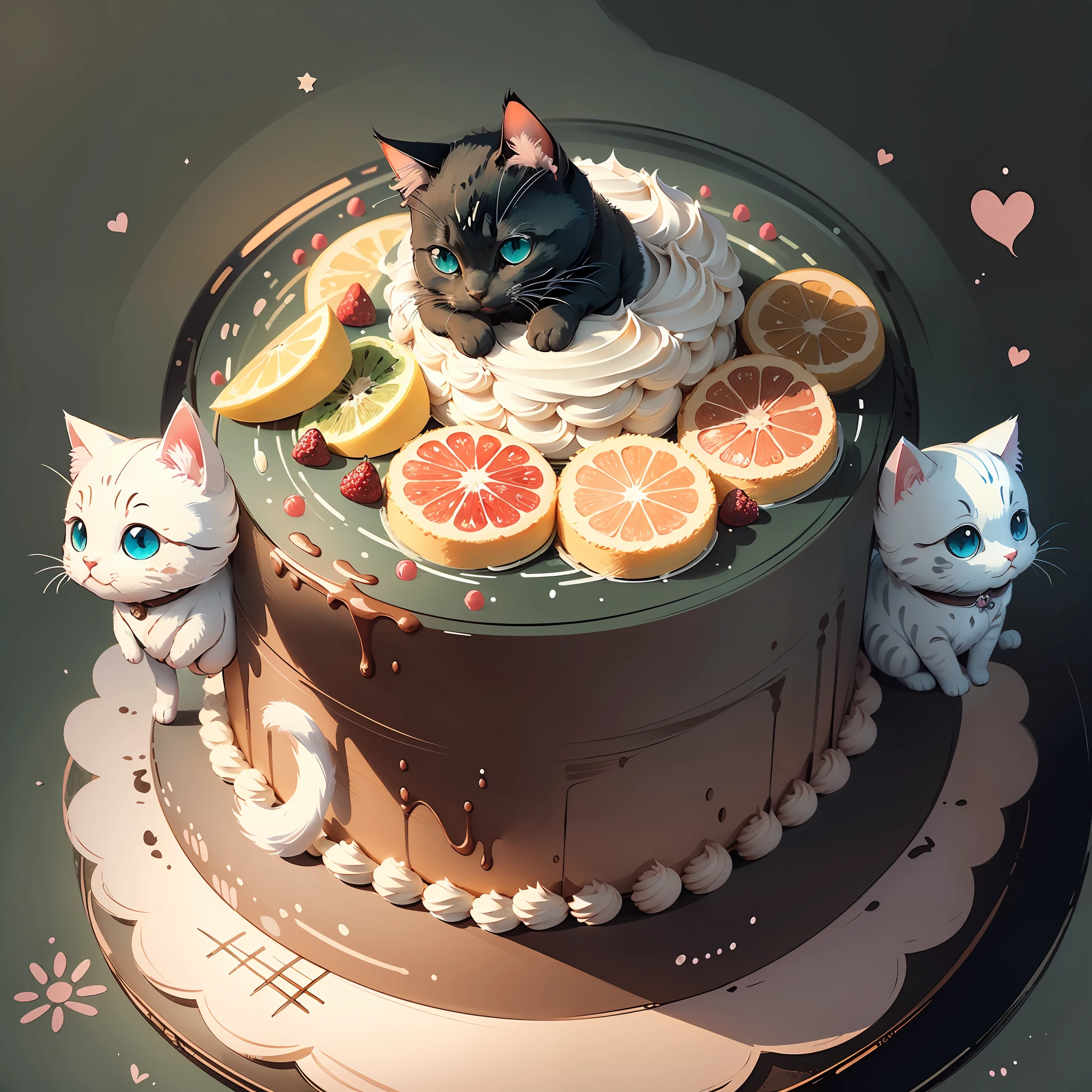 / (Stick figure cartoon, cute cat, cake, fruit), (niji style,), (pet food), (soft light), (glass style) --auto --s2