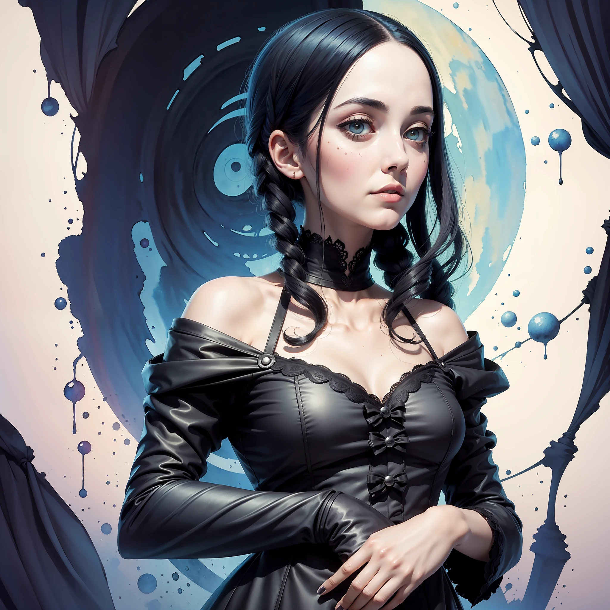 Watercolor, The Addams Family, Wednesday, 1 Woman