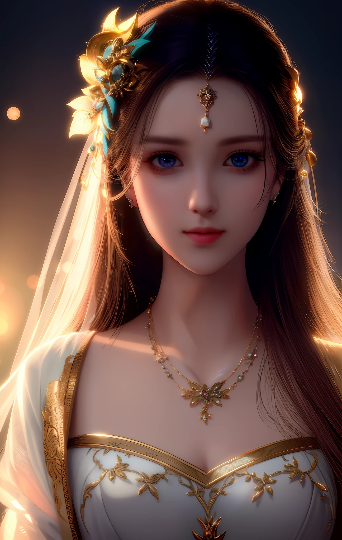 Best Quality, Masterpiece, High Resolution, 1 Girl, Porcelain Dress, Hair Accessories, Necklace, Jewelry, Beautiful Face, Physically, Tyndall Effect, Realism, Edge Lighting, Two-tone Lighting, (High Detail Skin: 1.2), 8K UHD, DSLR, Soft Light, High Quality, Volumetric Light, Sneak Peek, Photo, High Resolution, 4K, 8K, Elf, Princess, Noble